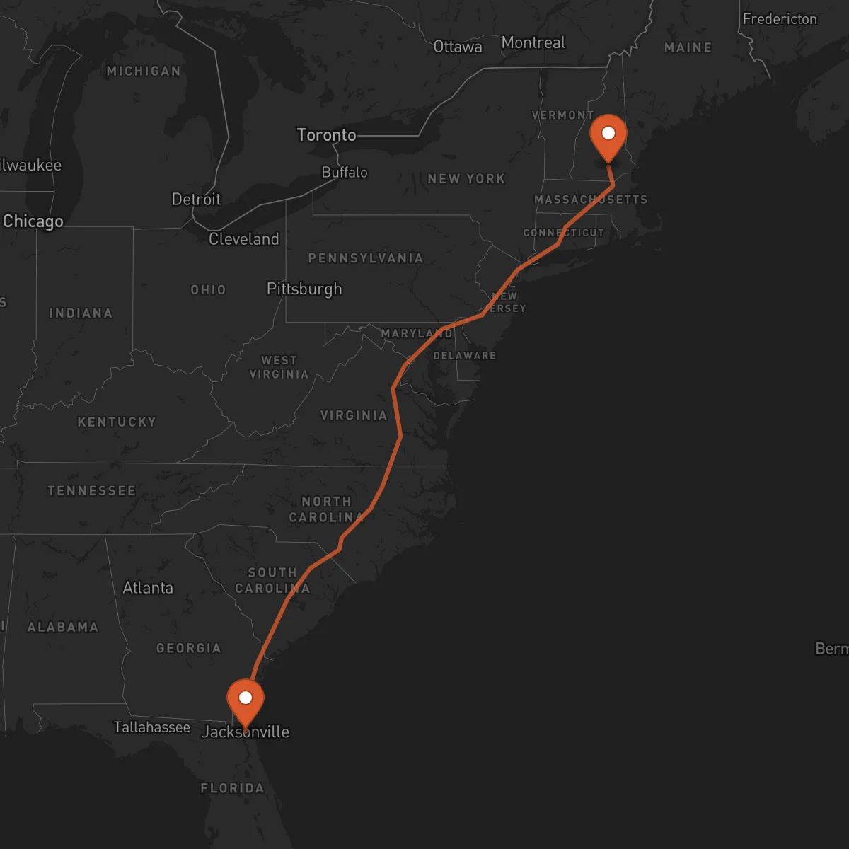 Ruta Jacksonville - Manchester