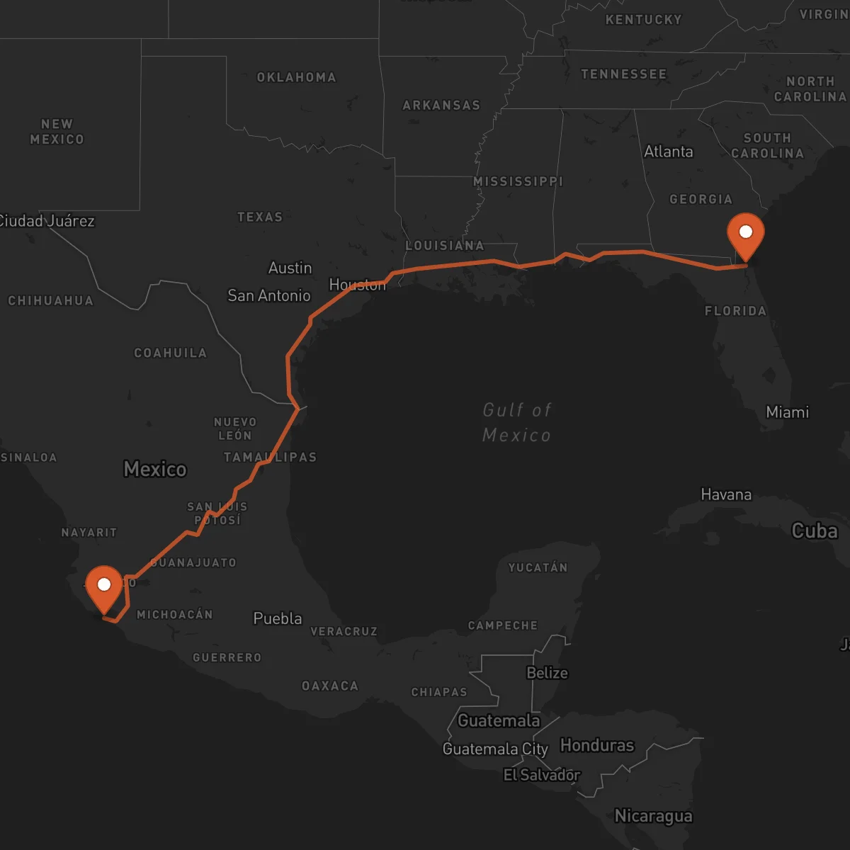 Ruta Manzanillo - Jacksonville