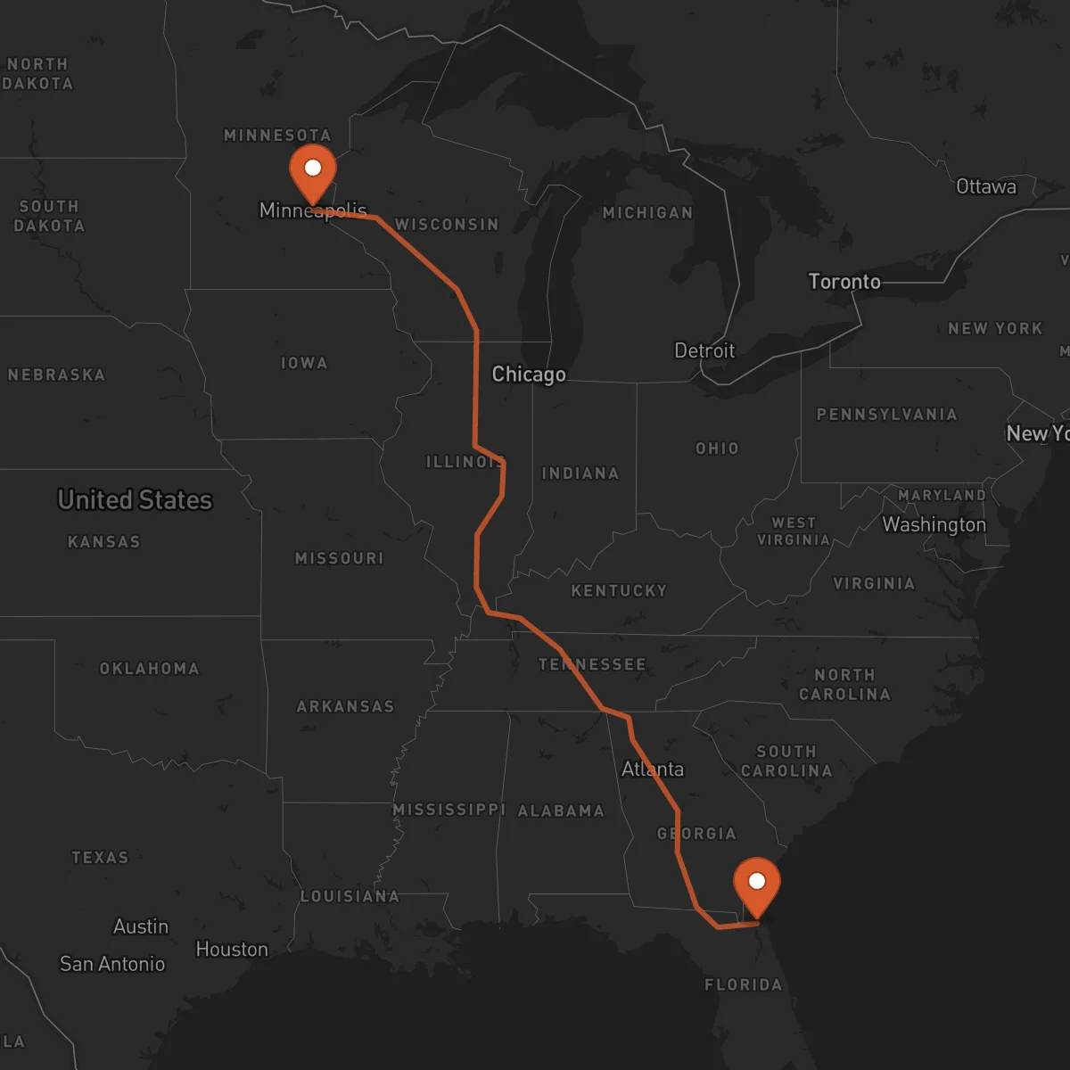 Ruta Minneapolis - Jacksonville