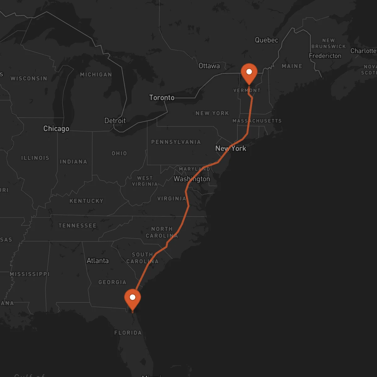 Ruta Jacksonville - Montpelier