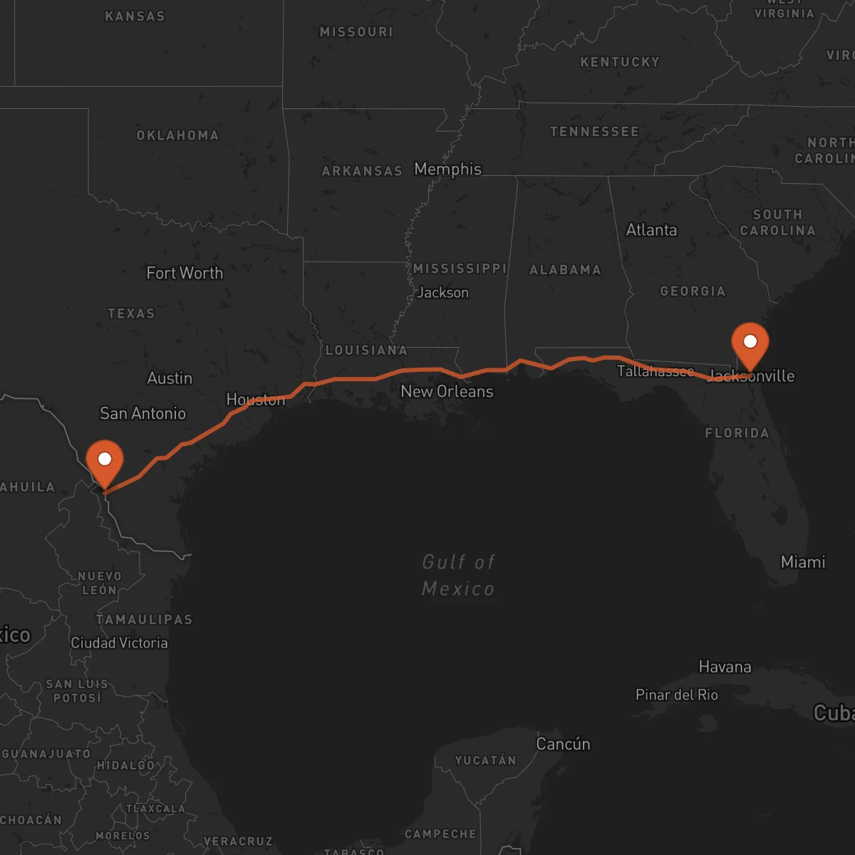 Ruta Jacksonville - Nuevo Laredo