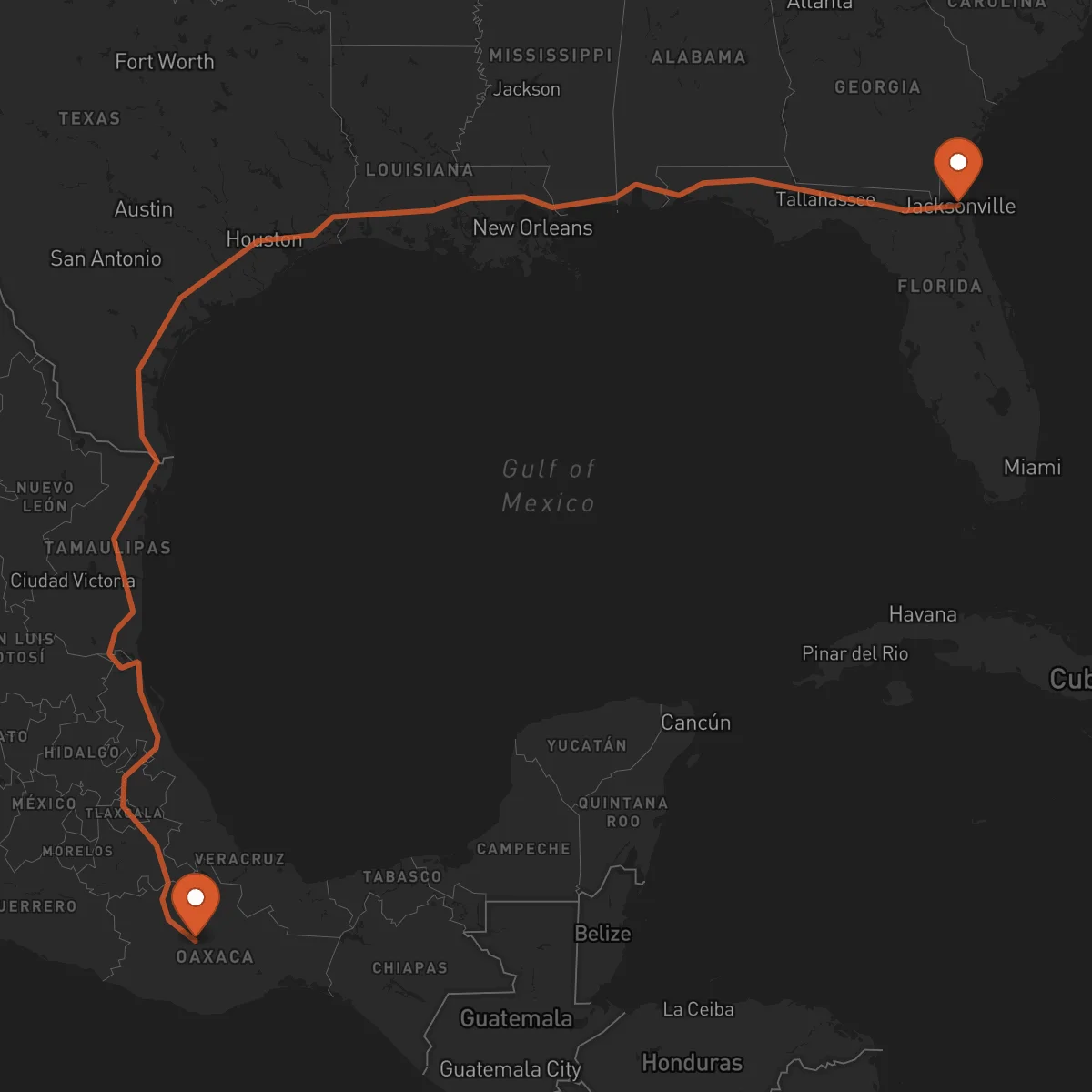 Ruta Oaxaca de Juárez - Jacksonville