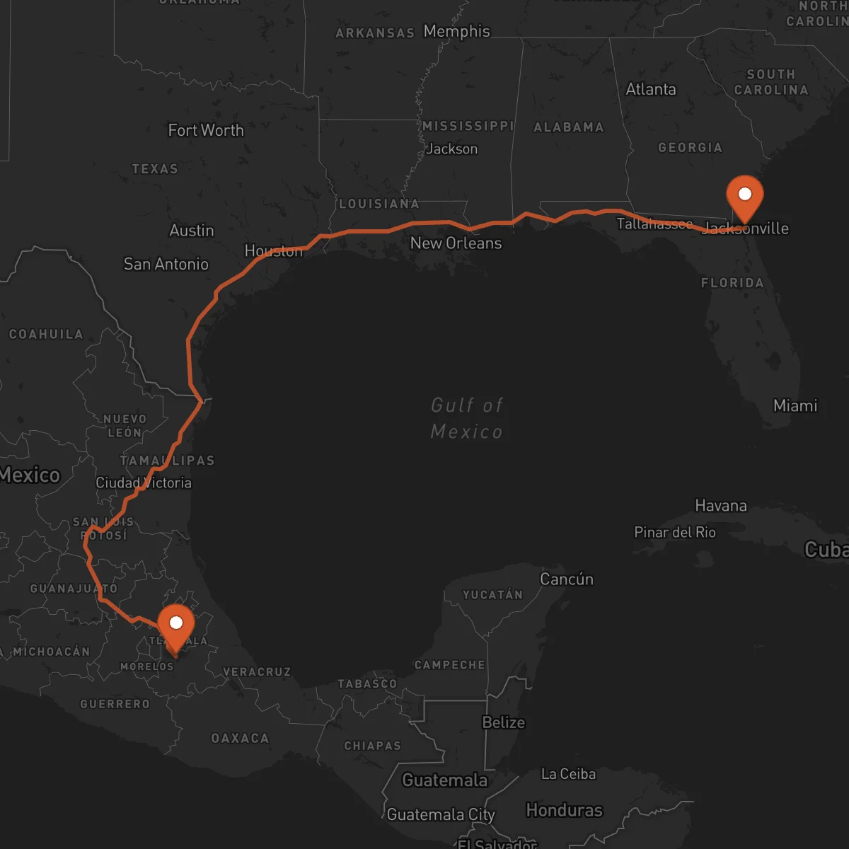 Ruta Jacksonville - Puebla de Zaragoza