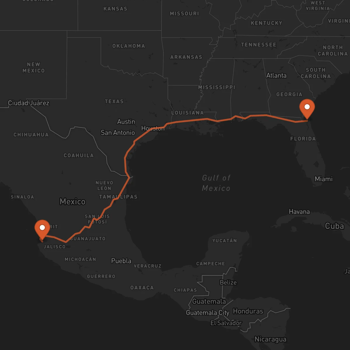 Ruta Jacksonville - Puerto Vallarta