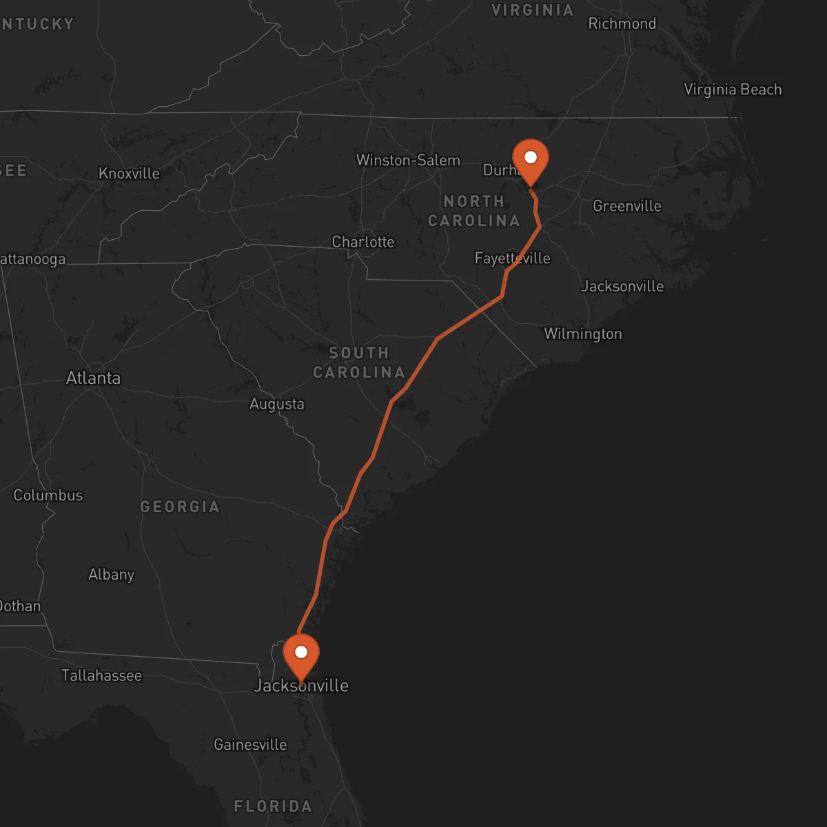 Ruta Raleigh - Jacksonville