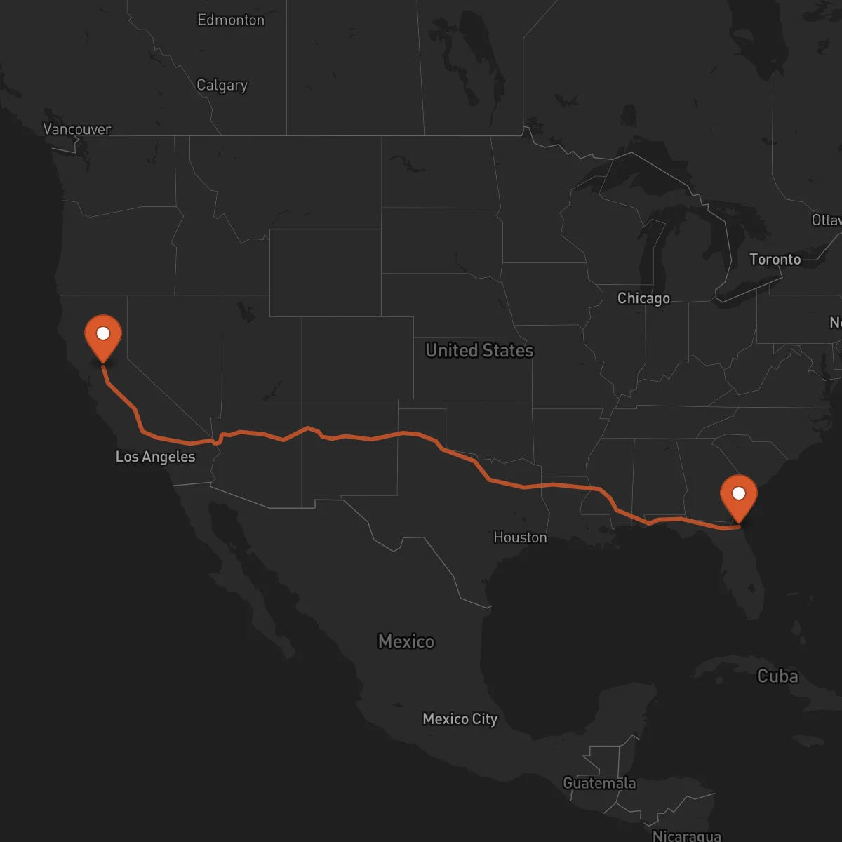 Ruta Jacksonville - Sacramento