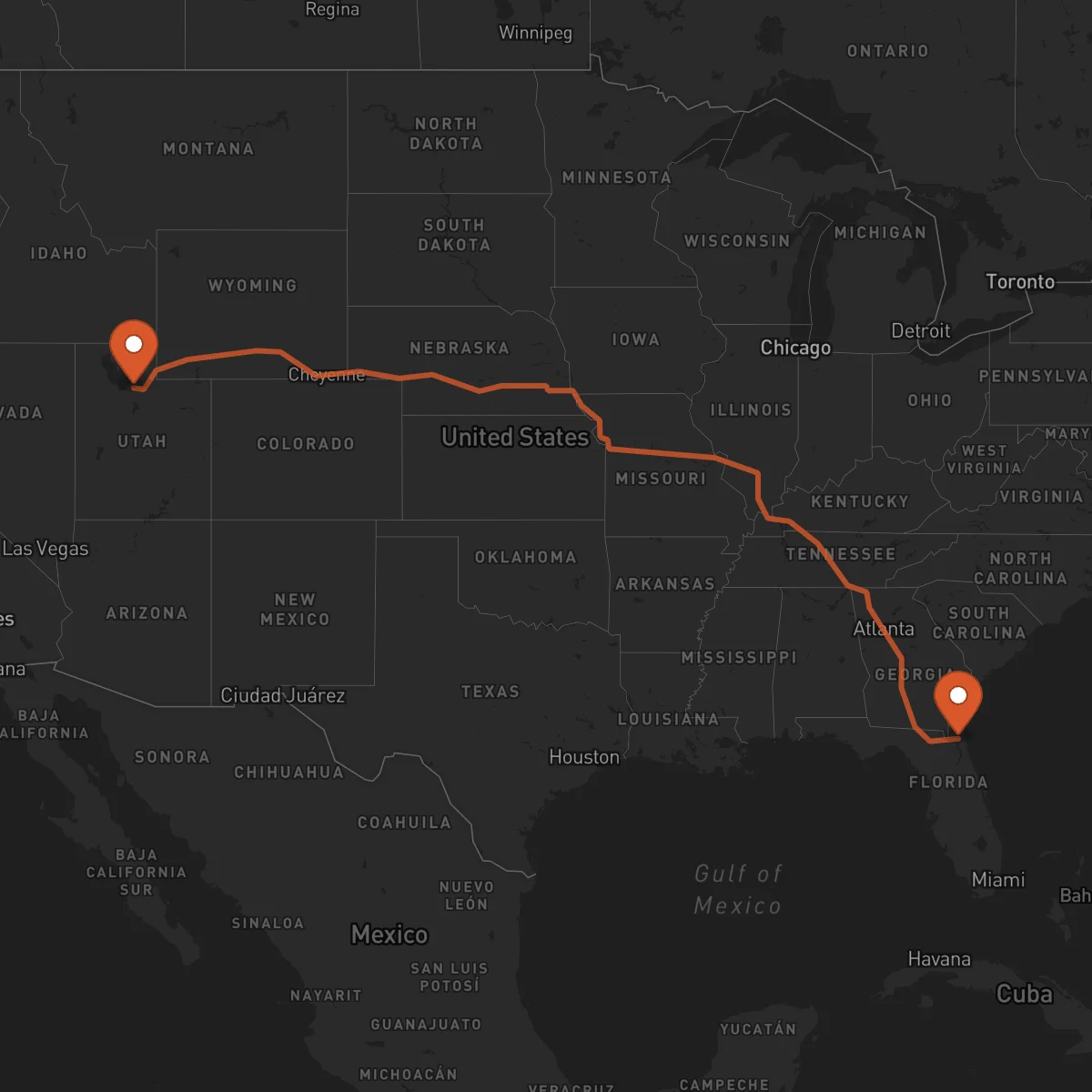 Ruta Jacksonville - Salt Lake City