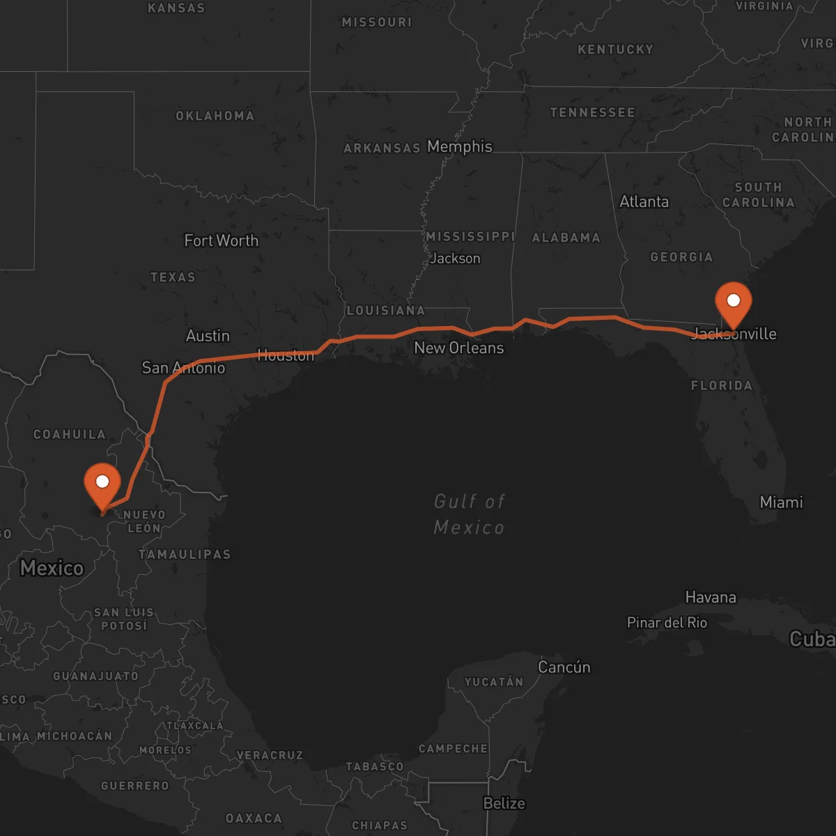 Ruta Saltillo - Jacksonville