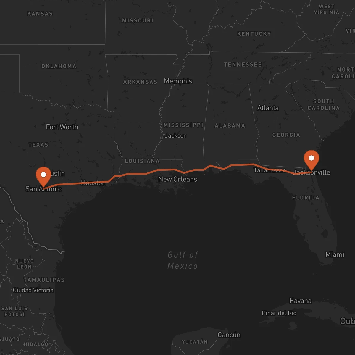 Ruta Jacksonville - San Antonio