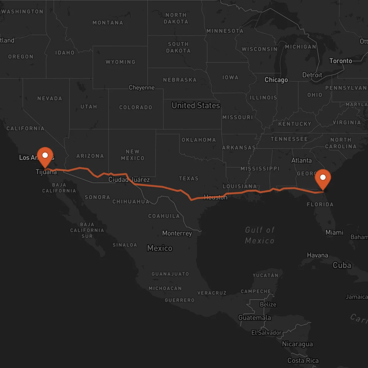 Ruta Jacksonville - San Diego