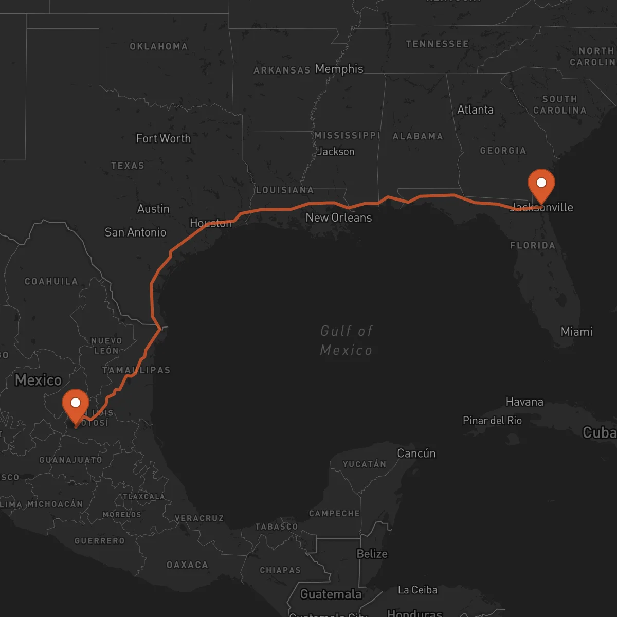 Ruta Jacksonville - San Luis Potosí