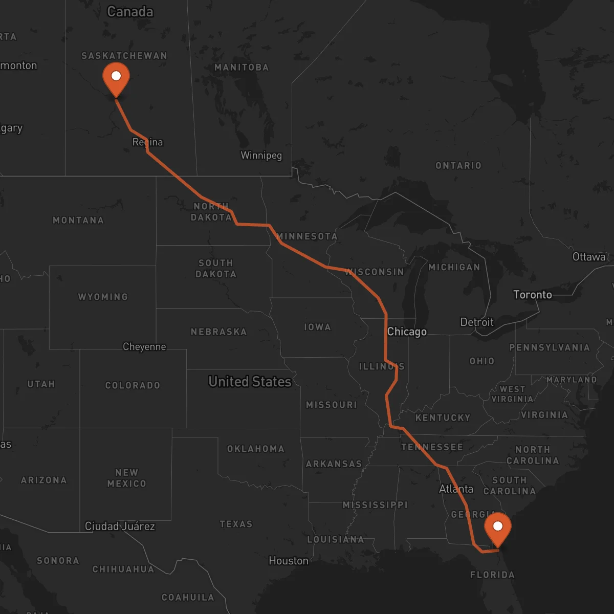 Ruta Saskatoon - Jacksonville