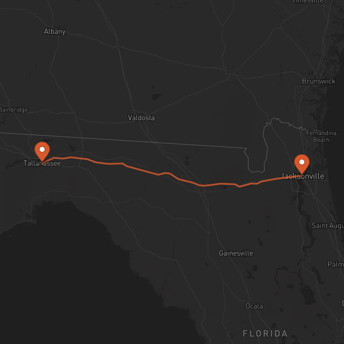 Ruta Jacksonville - Tallahassee