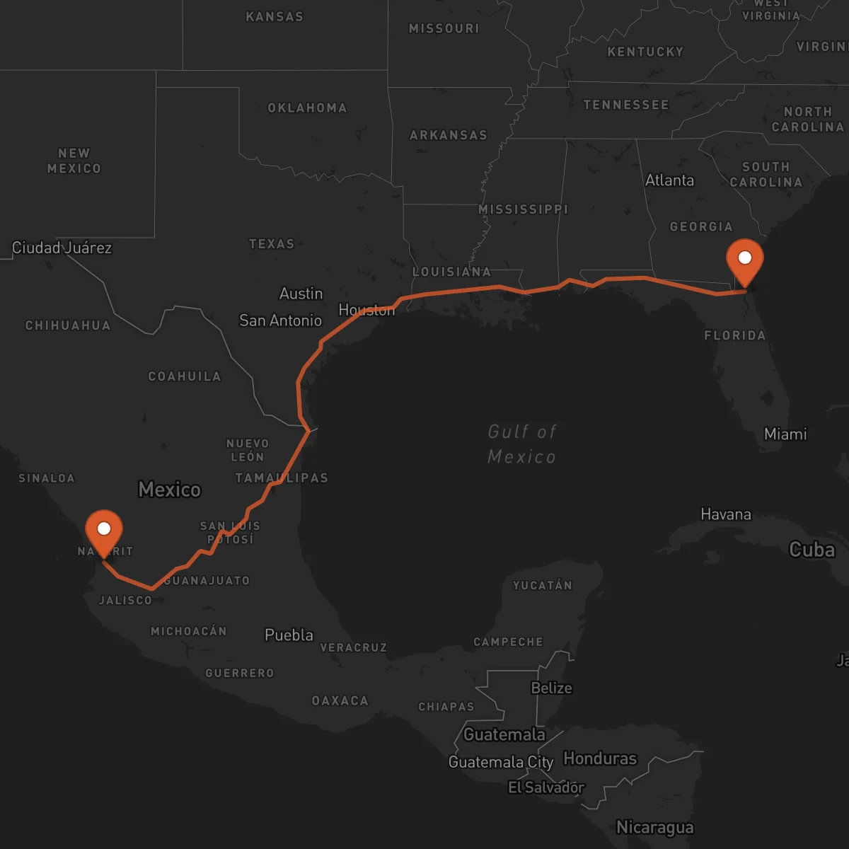 Ruta Tepic - Jacksonville