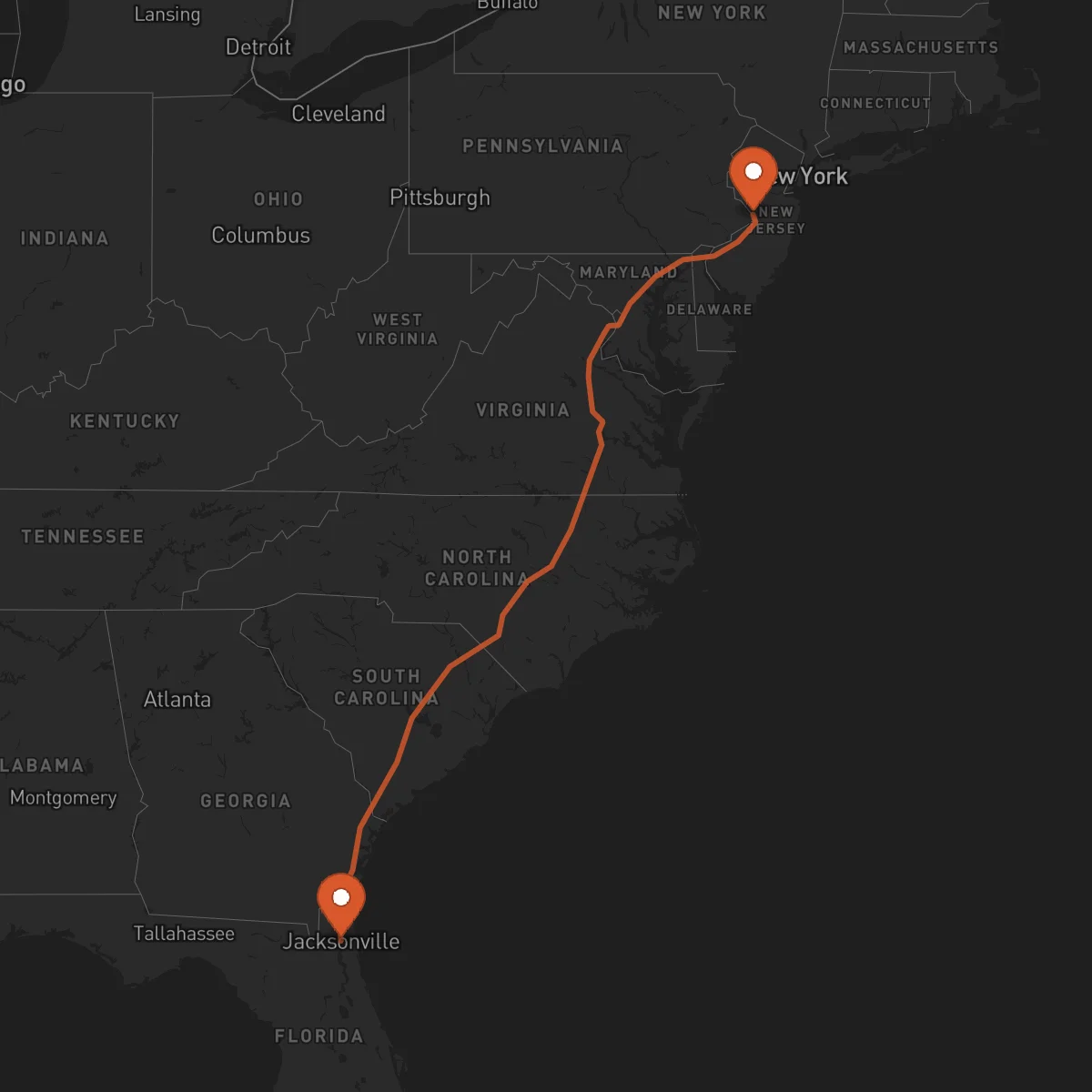 Ruta Jacksonville - Trenton