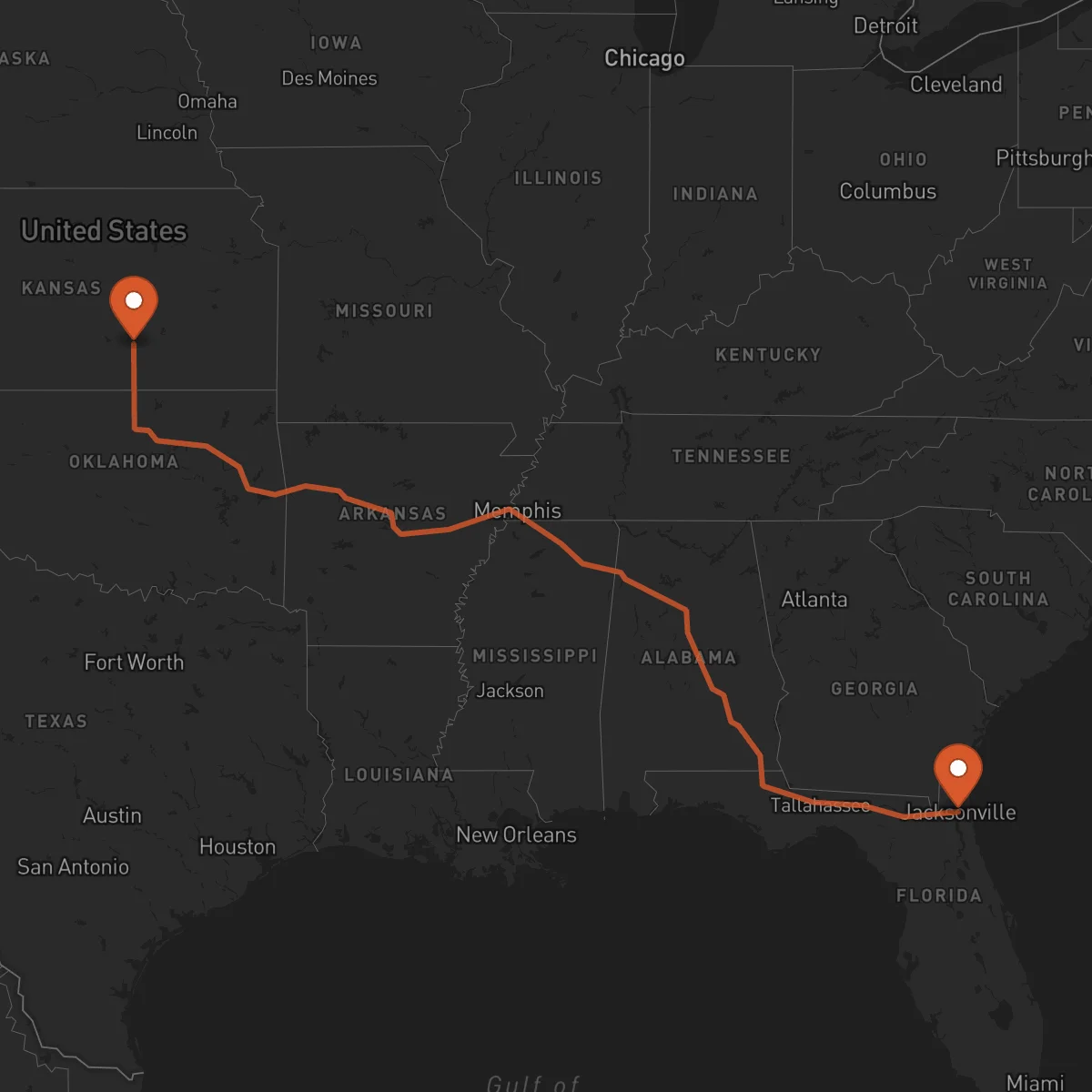 Ruta Jacksonville - Wichita