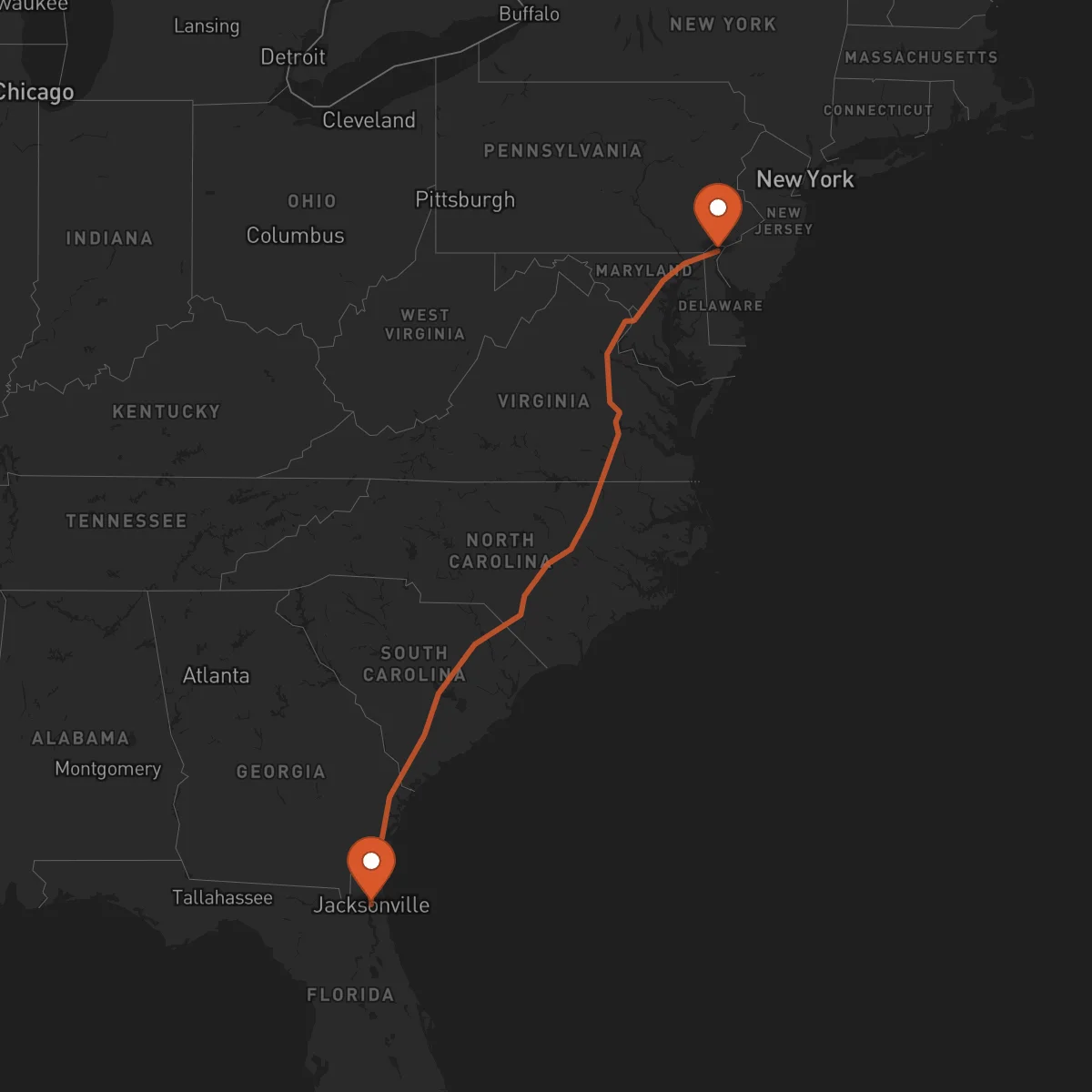 Ruta Wilmington - Jacksonville