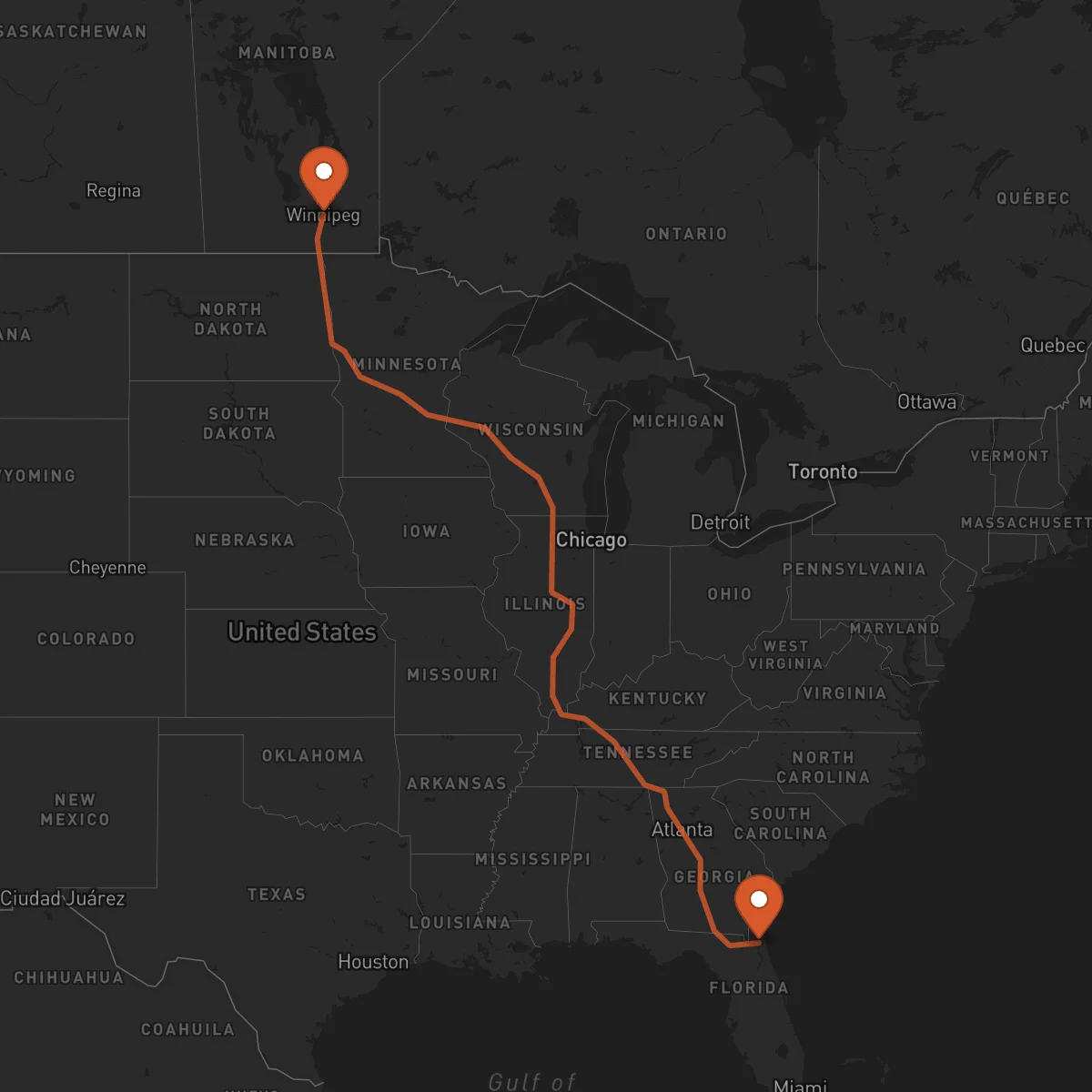 Ruta Winnipeg - Jacksonville