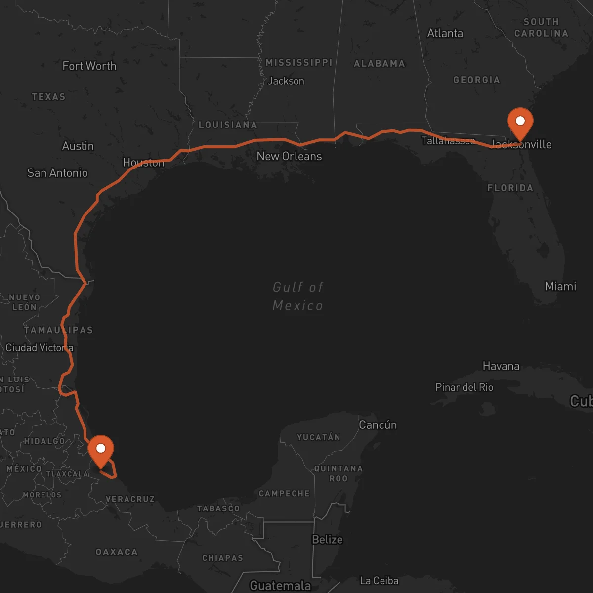 Ruta Jacksonville - Xalapa