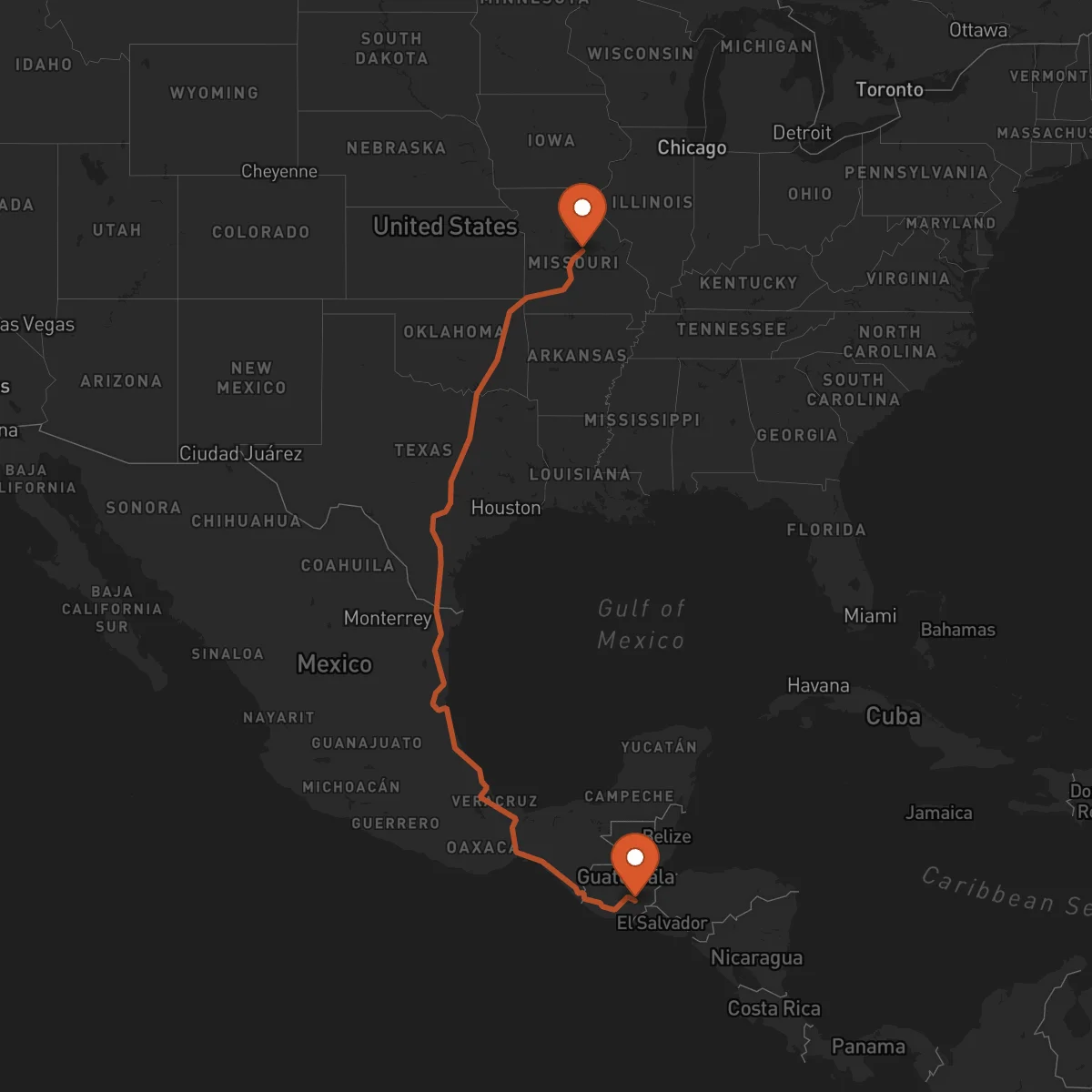 Ruta Jefferson City - Jalapa