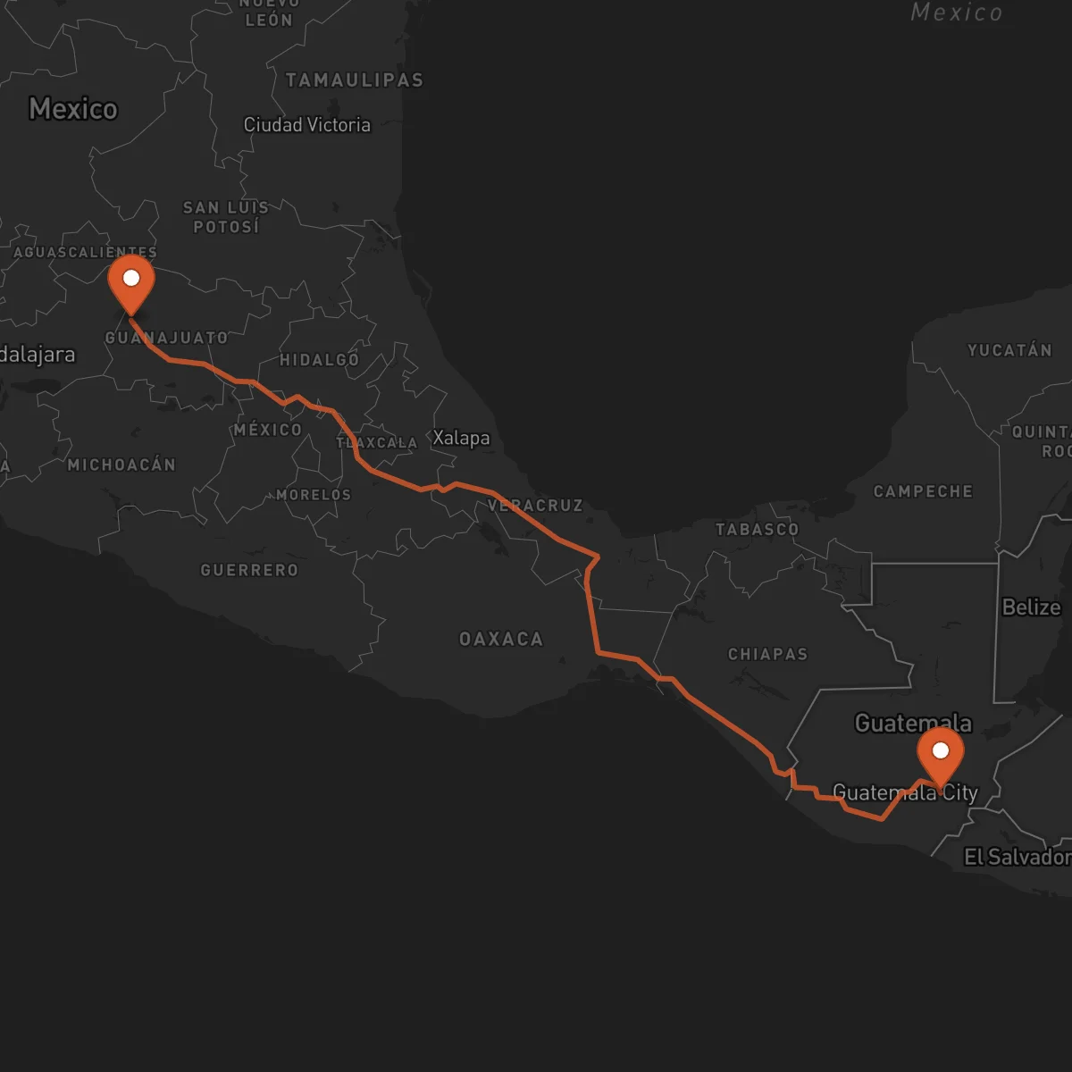Ruta León Guanajuato - Jalapa