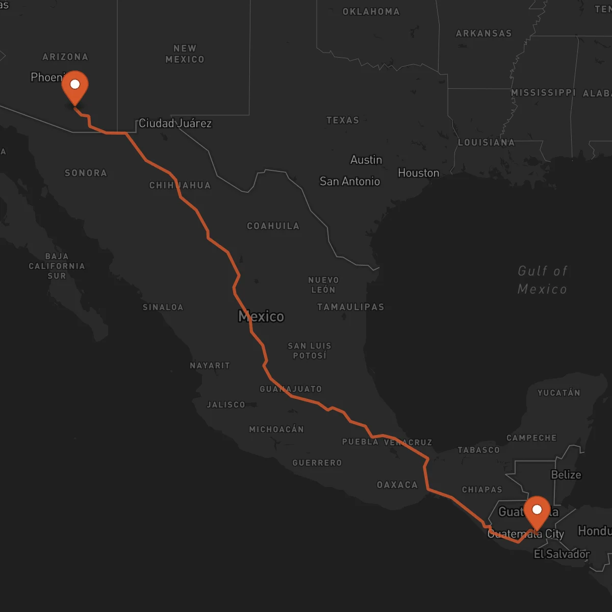 Ruta Tucson - Jalapa