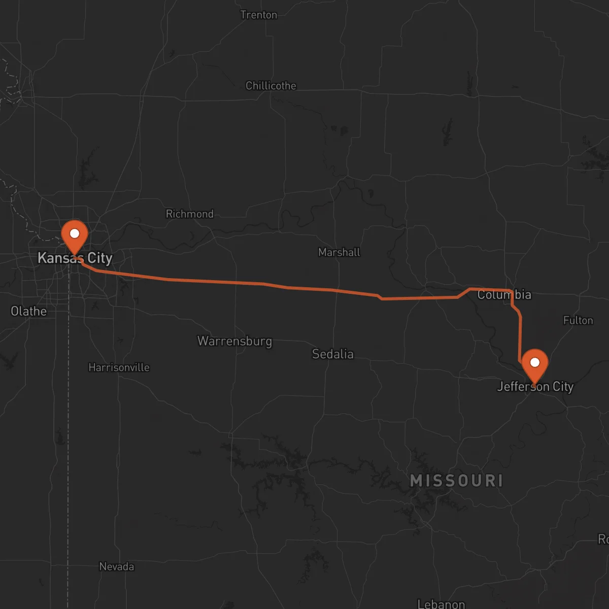 Ruta Jefferson City - Kansas City