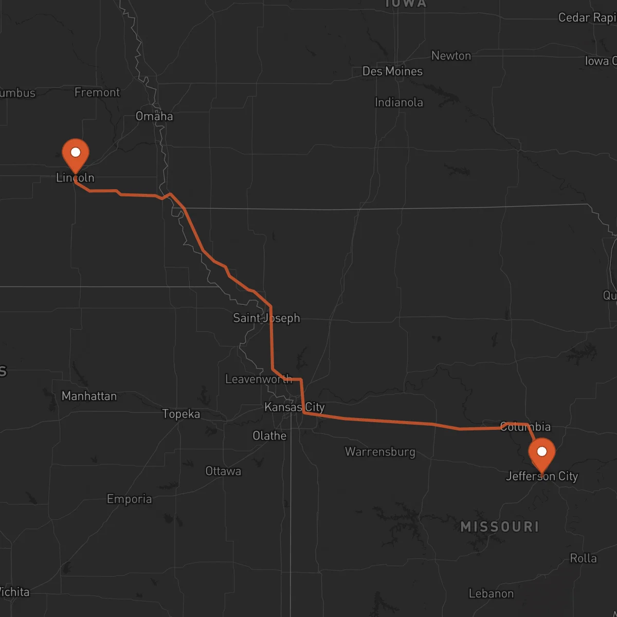 Ruta Jefferson City - Lincoln