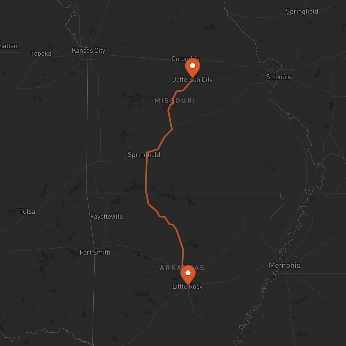 Ruta Little Rock - Jefferson City