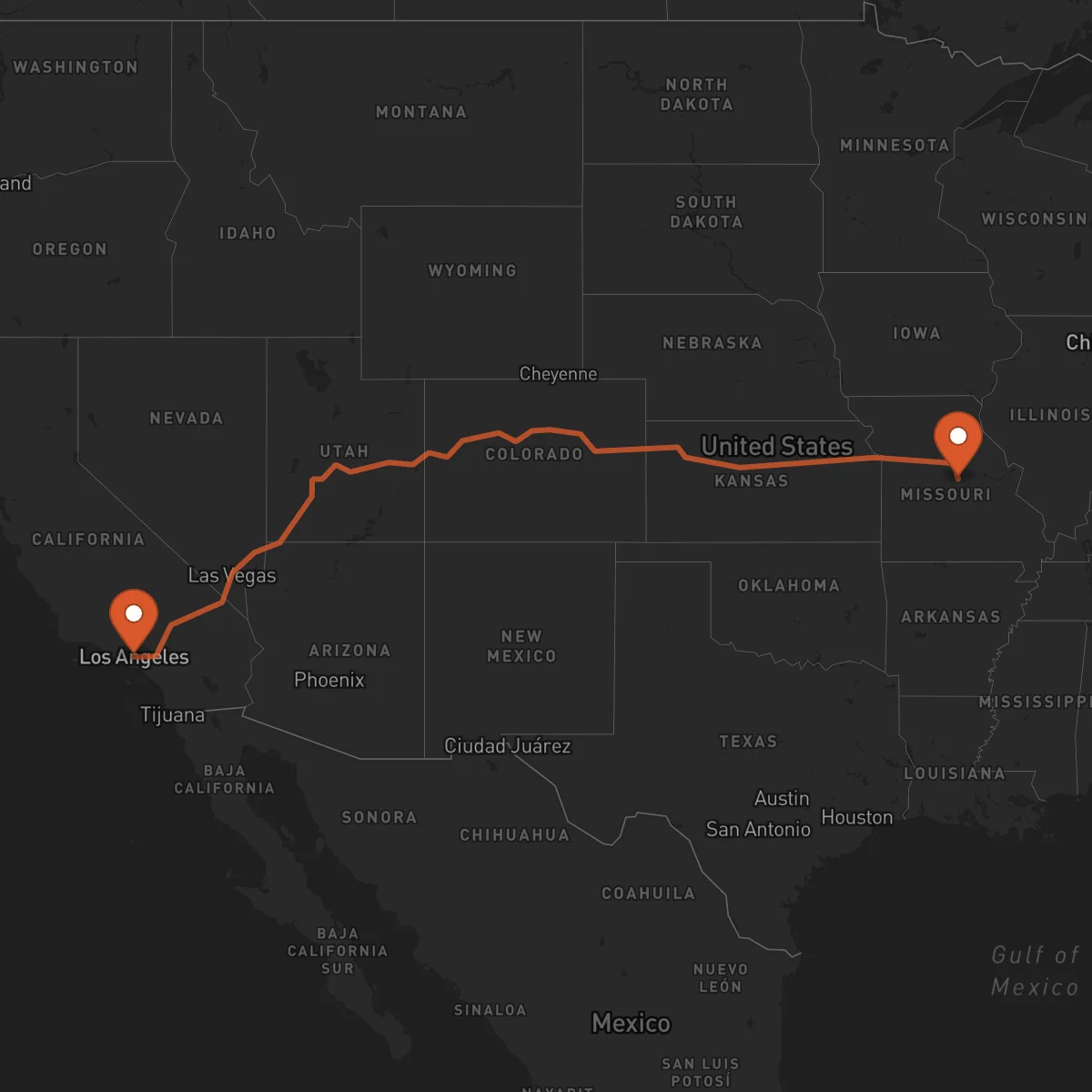 Ruta Los Angeles - Jefferson City