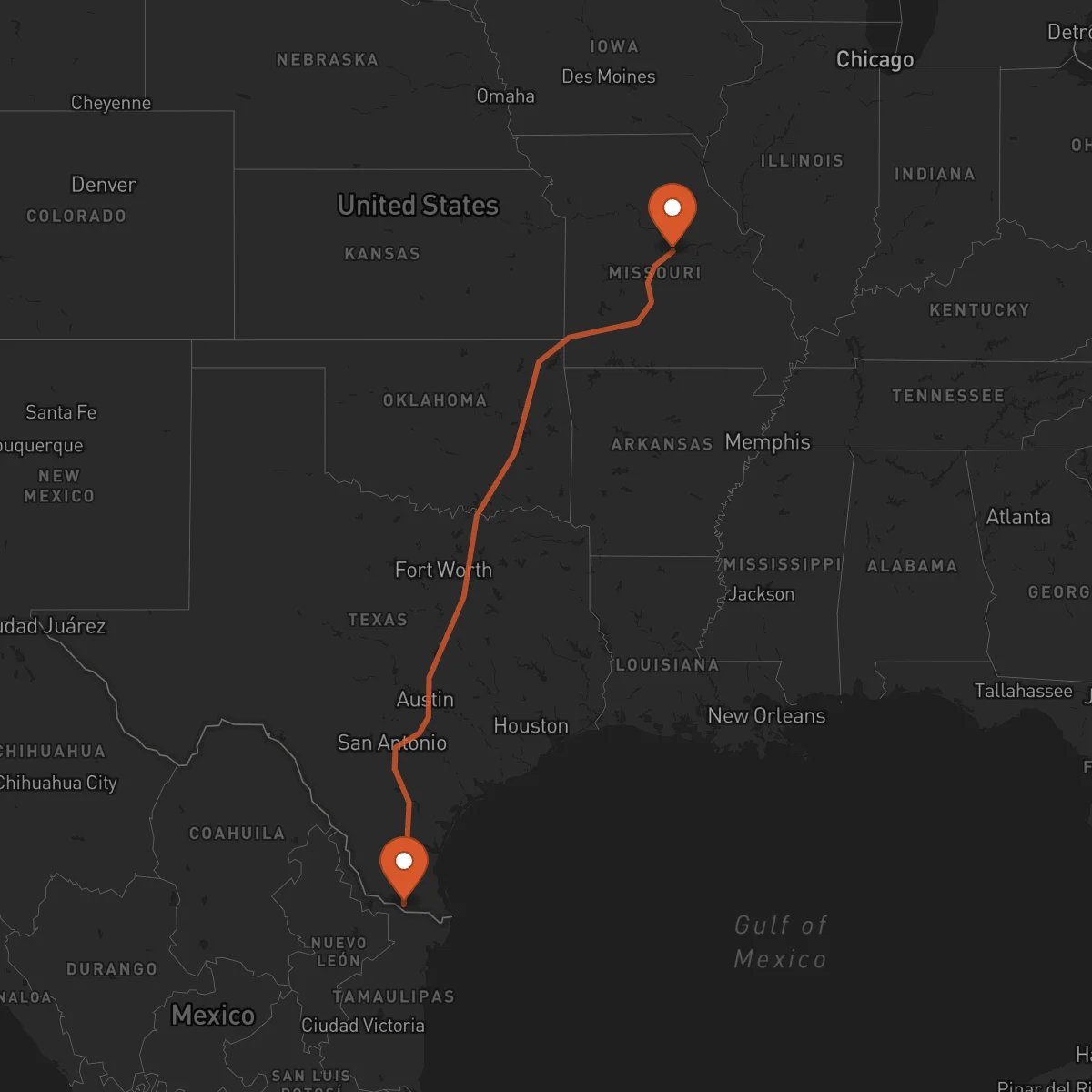 Ruta Jefferson City - McAllen