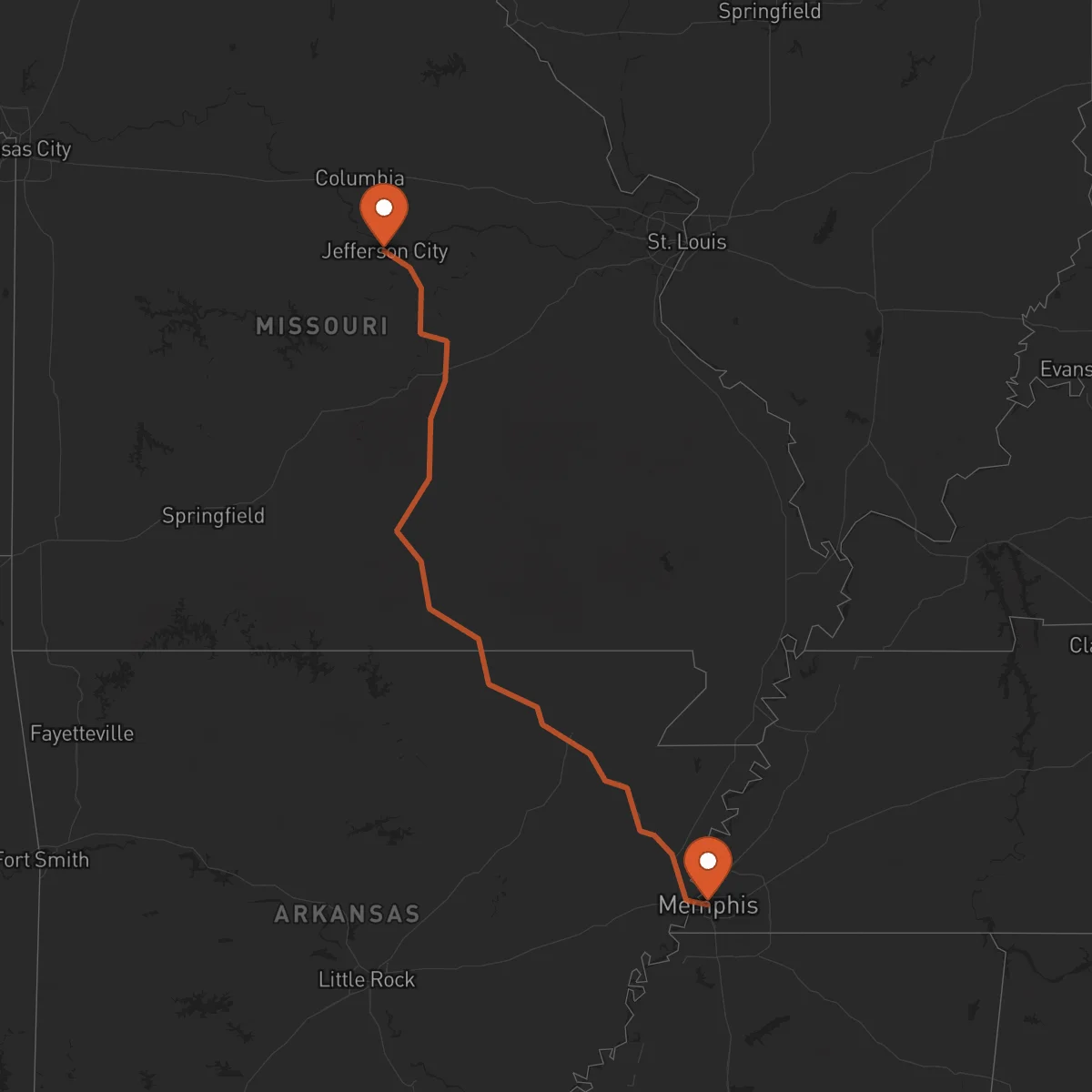 Ruta Memphis - Jefferson City