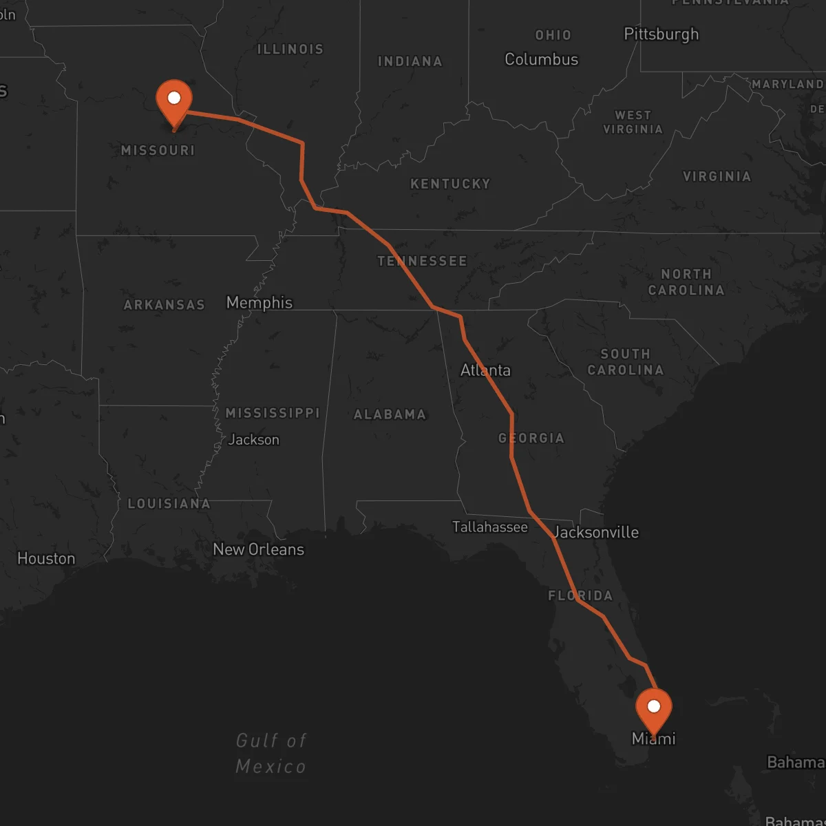 Ruta Miami - Jefferson City