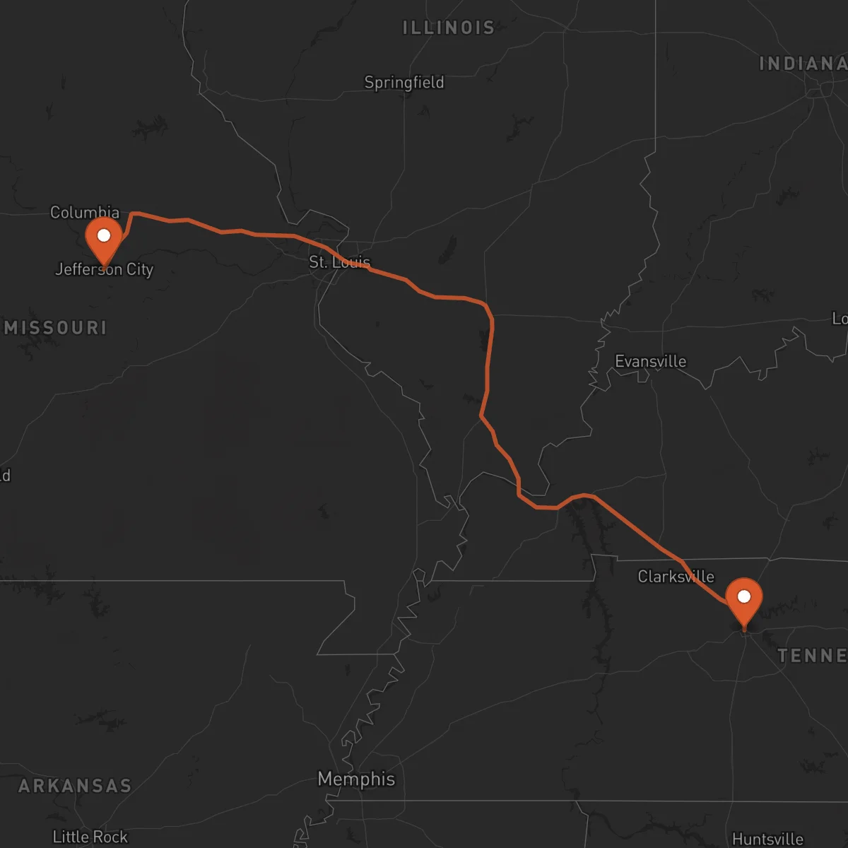 Ruta Nashville - Jefferson City