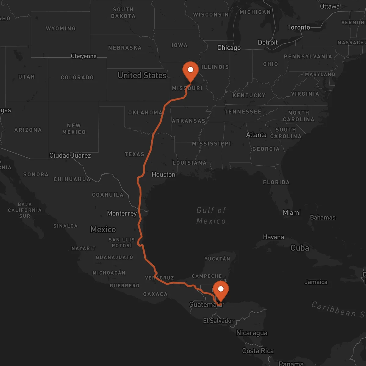 Ruta Jefferson City - Puerto Barrios