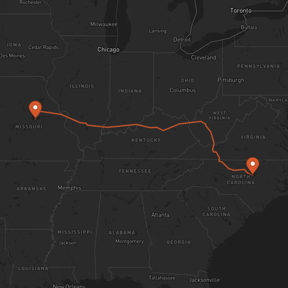 Ruta Raleigh - Jefferson City