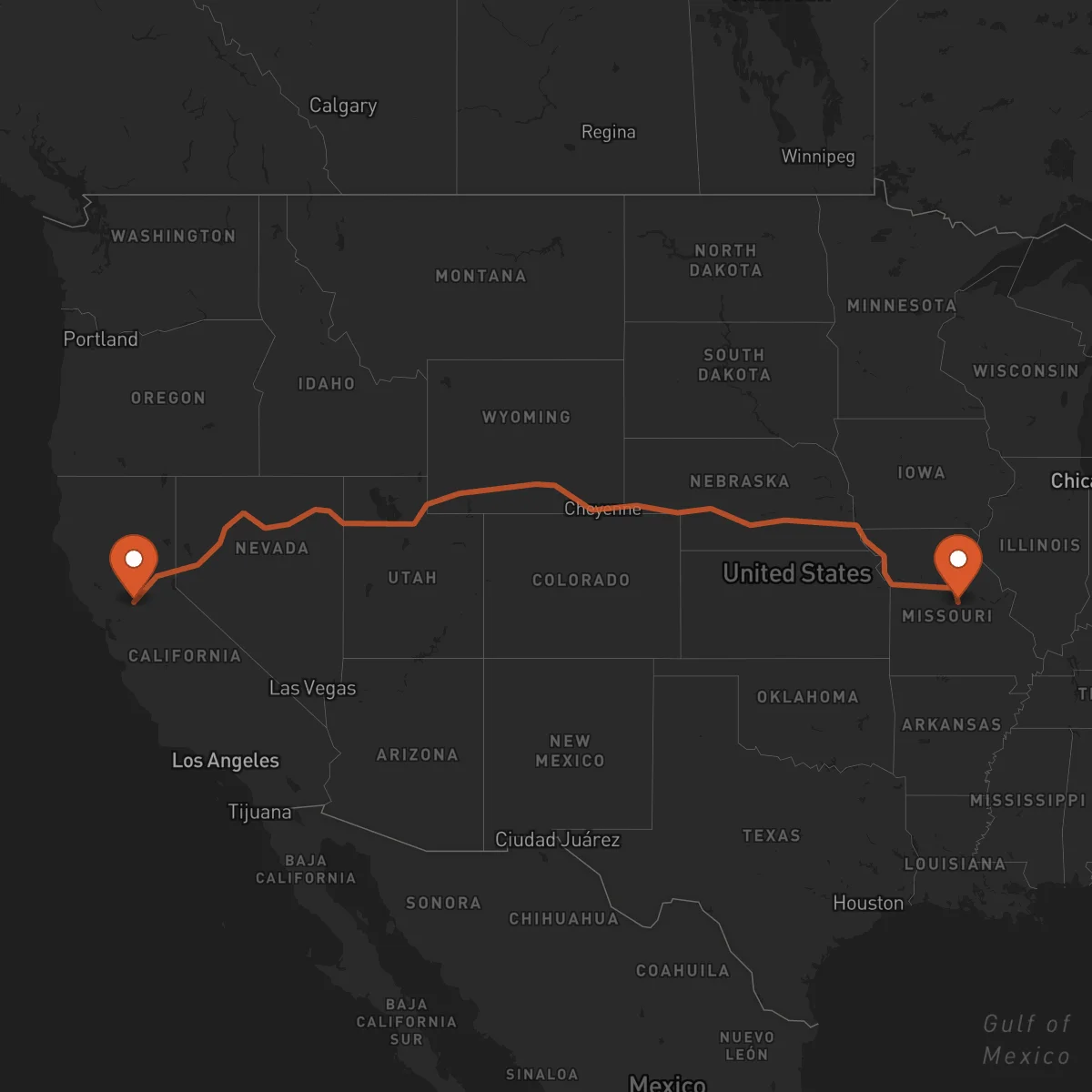 Ruta Jefferson City - Sacramento