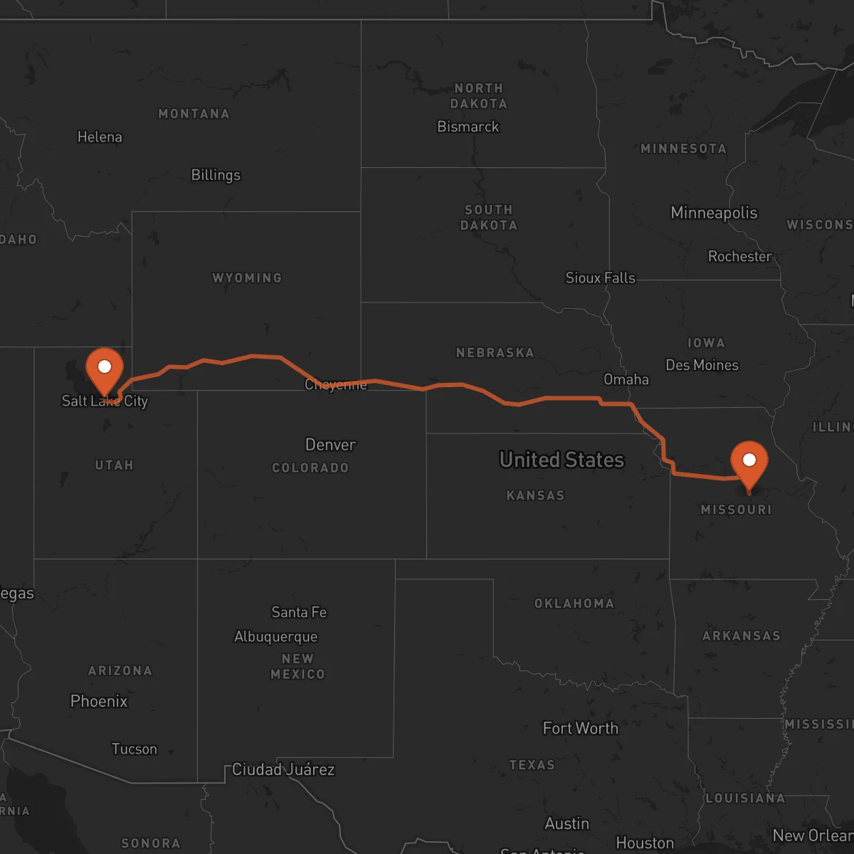 Ruta Salt Lake City - Jefferson City