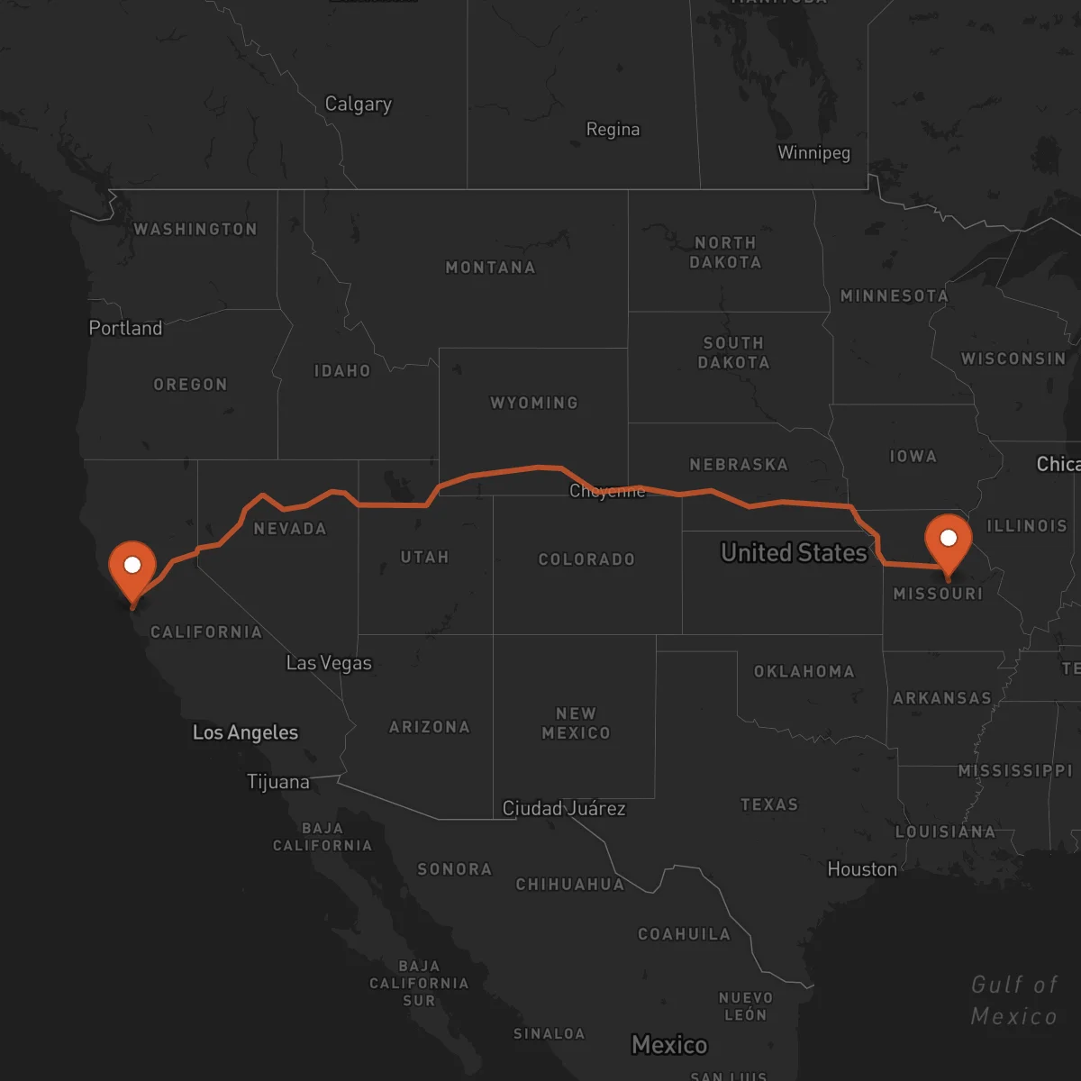 Ruta San Francisco - Jefferson City