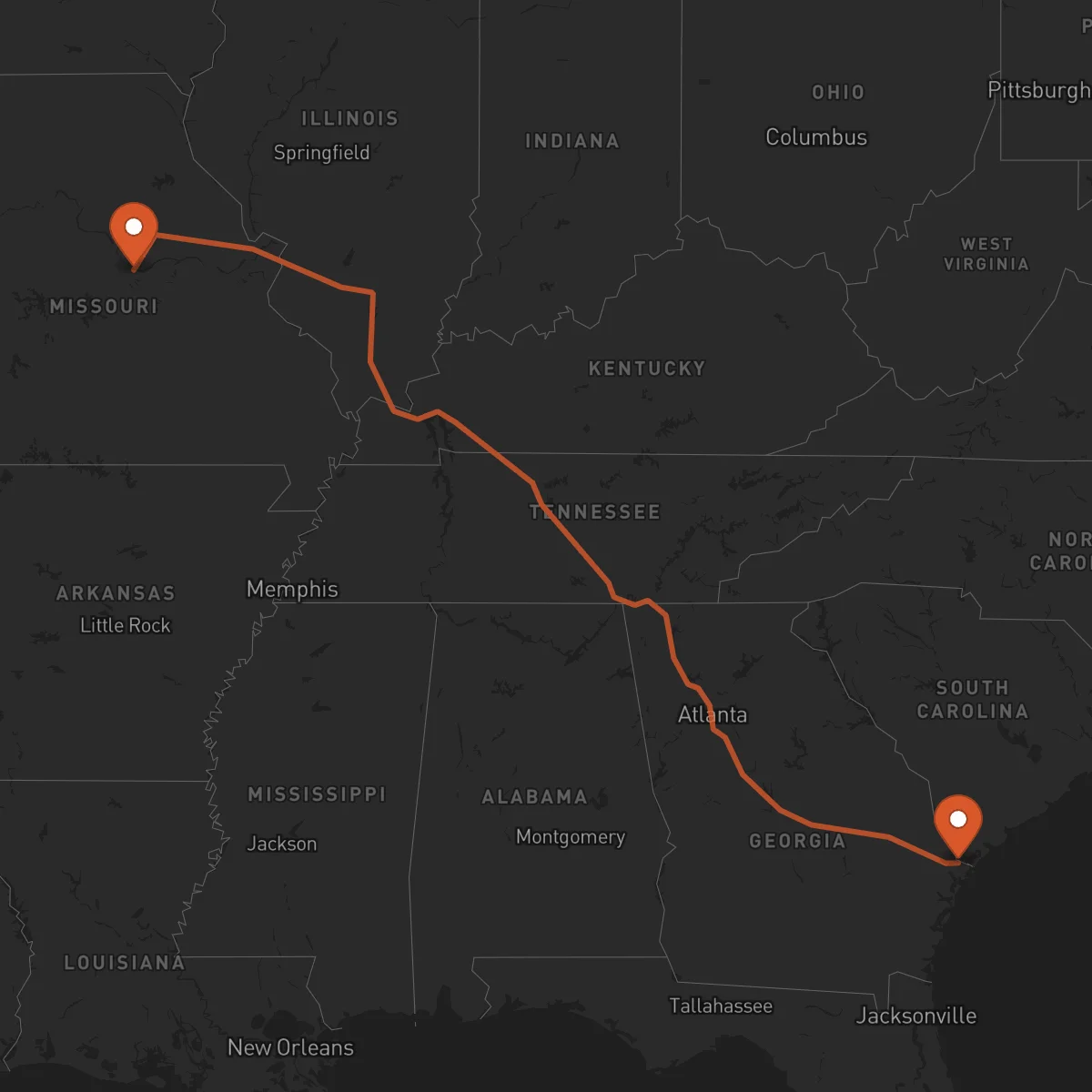 Ruta Savannah - Jefferson City