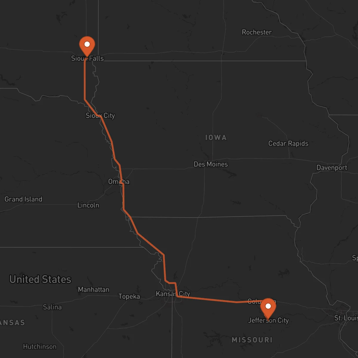 Ruta Jefferson City - Sioux Falls