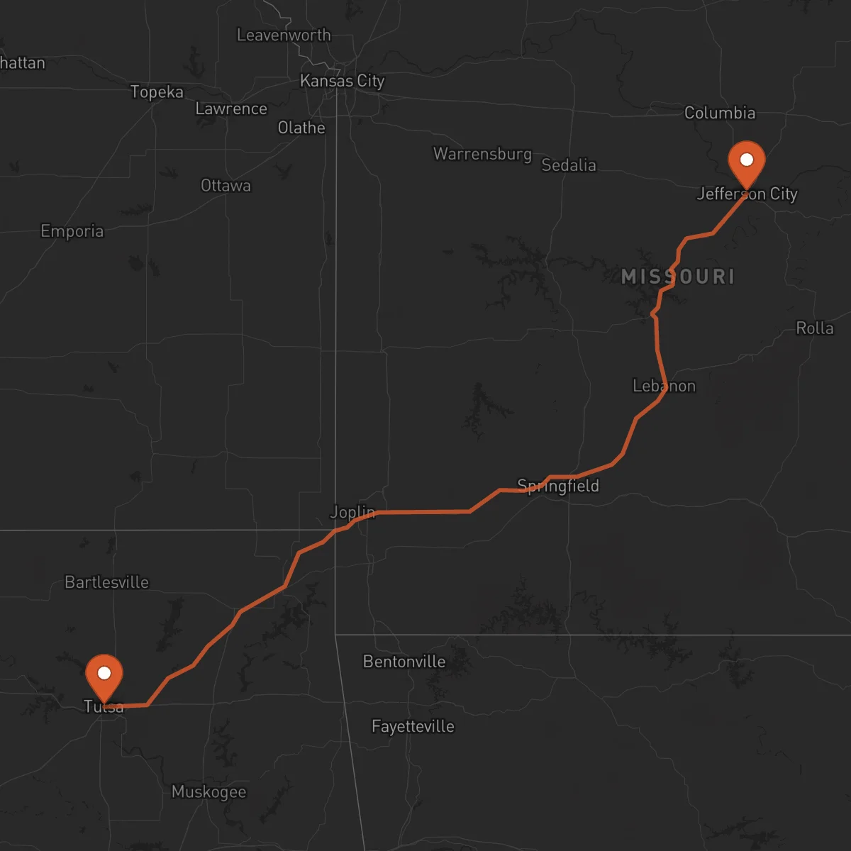 Ruta Jefferson City - Tulsa