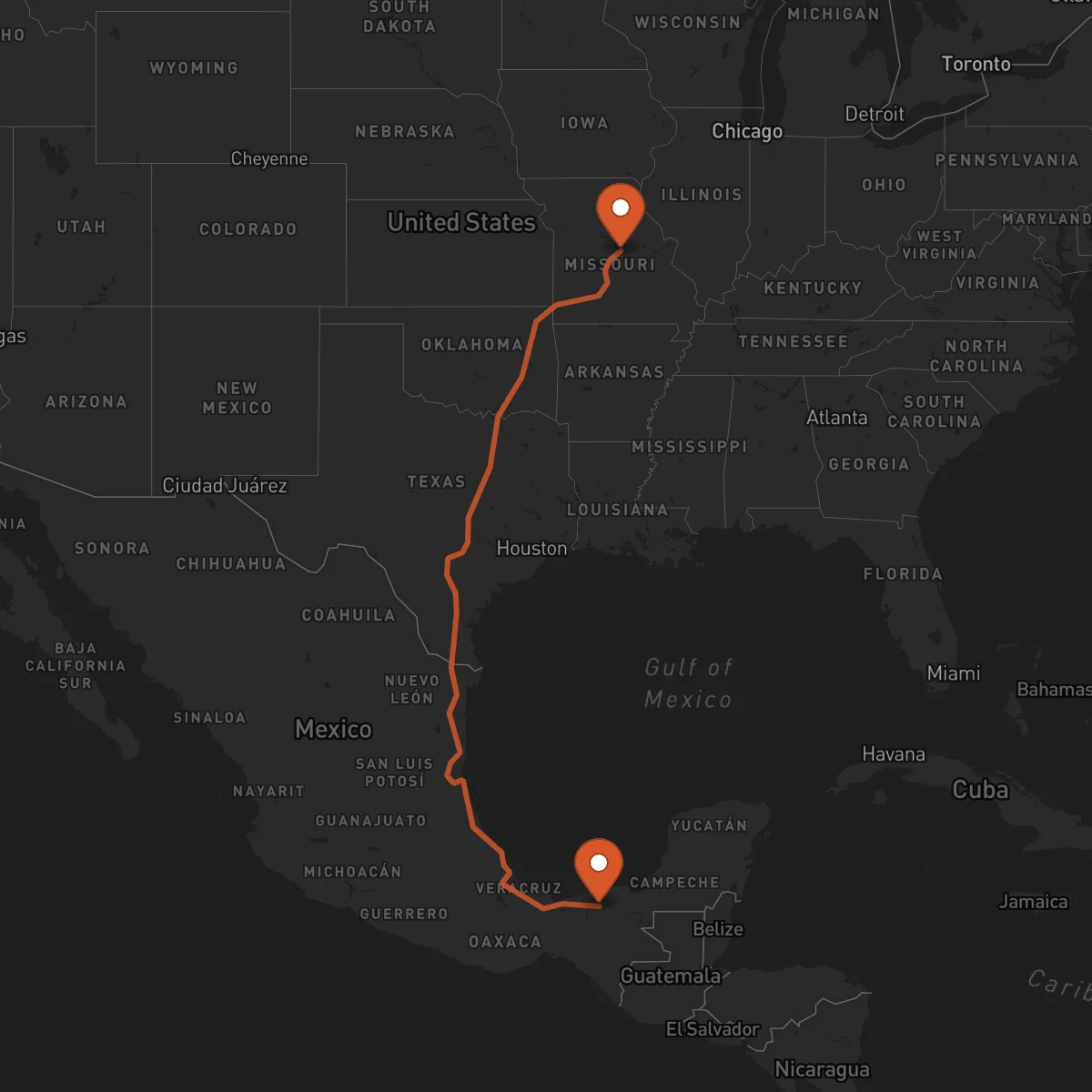 Ruta Jefferson City - Villahermosa