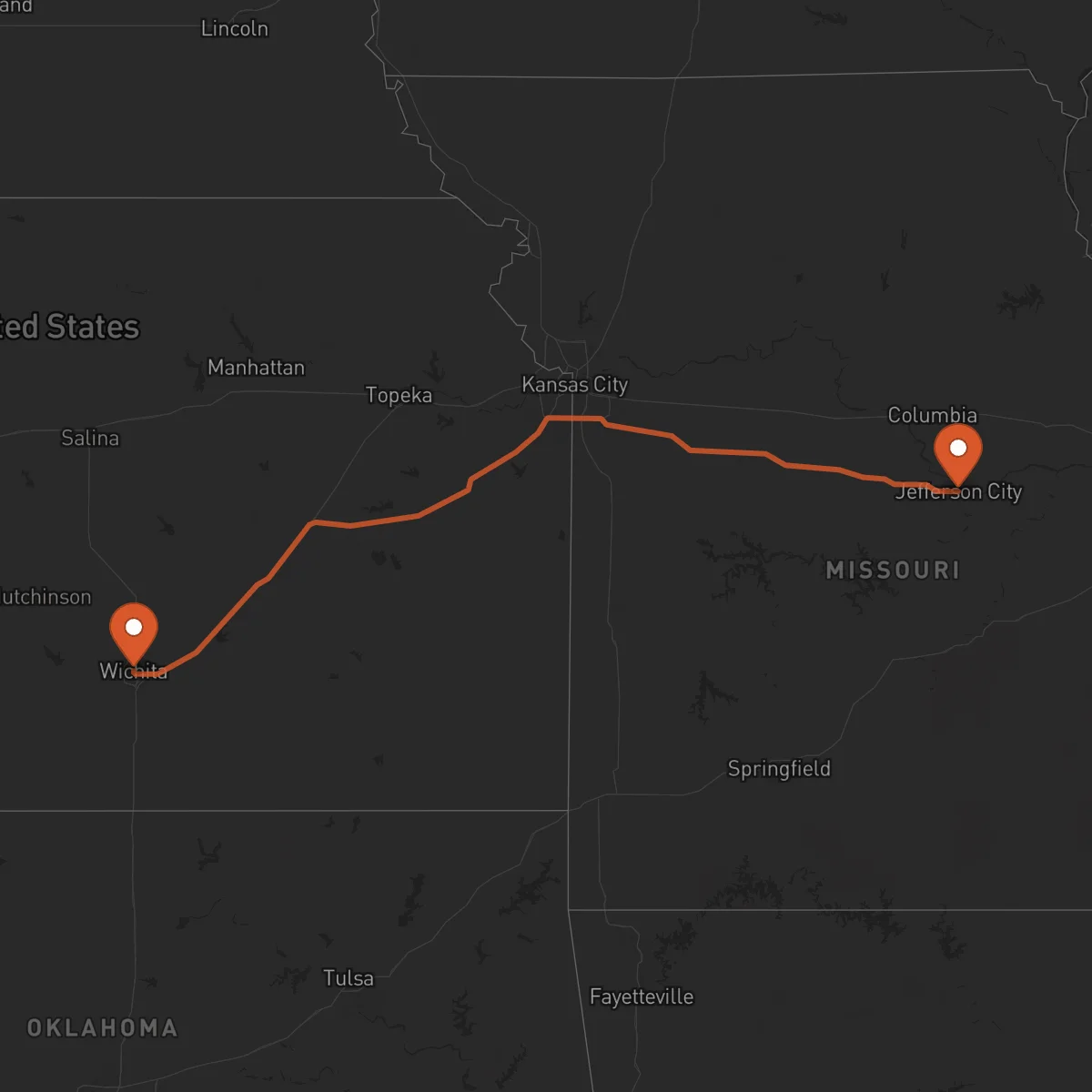 Ruta Jefferson City - Wichita