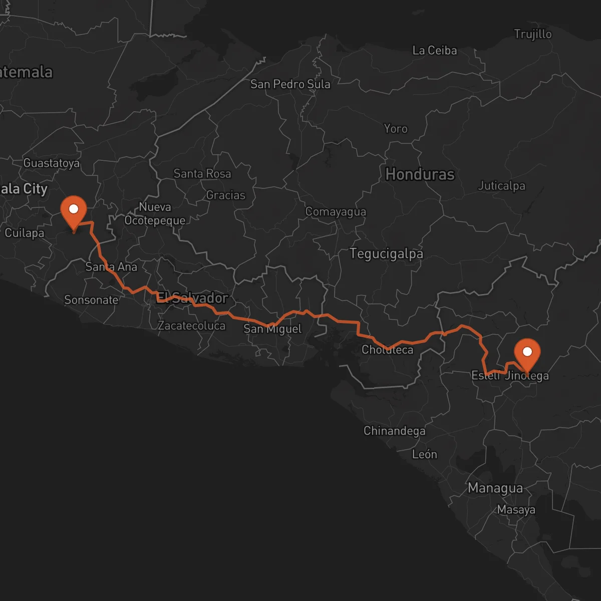 Ruta Jinotega - Jutiapa