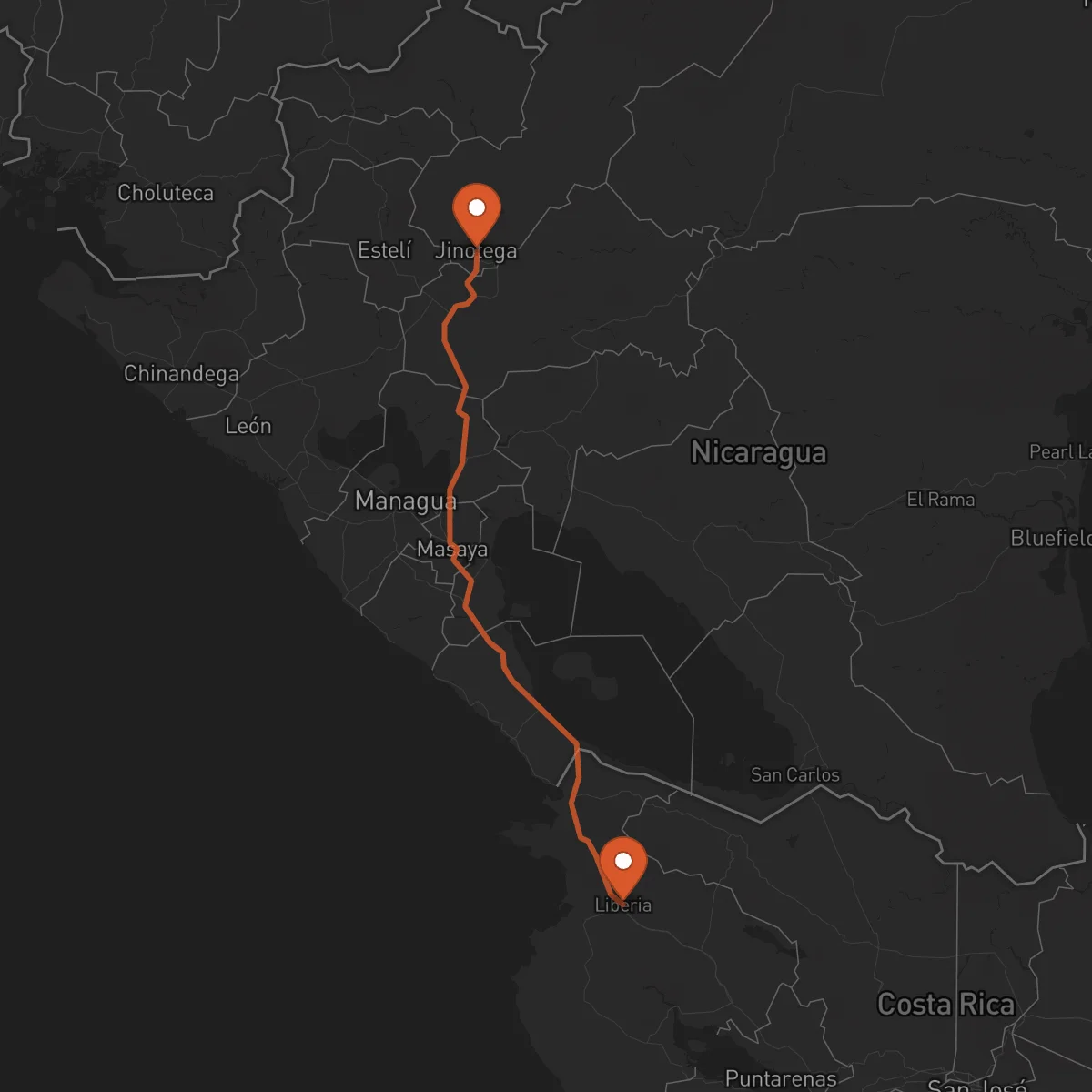 Ruta Liberia - Jinotega