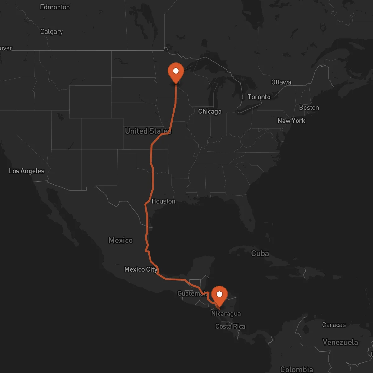 Ruta Minneapolis - Jinotega