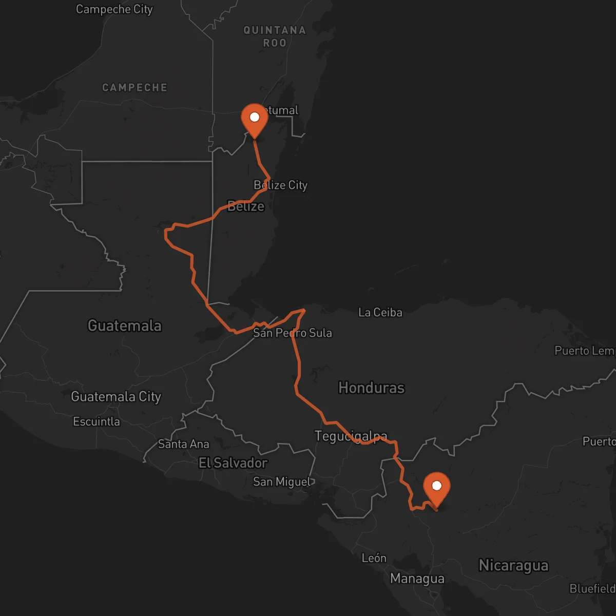 Ruta Jinotega - Orange Walk Town