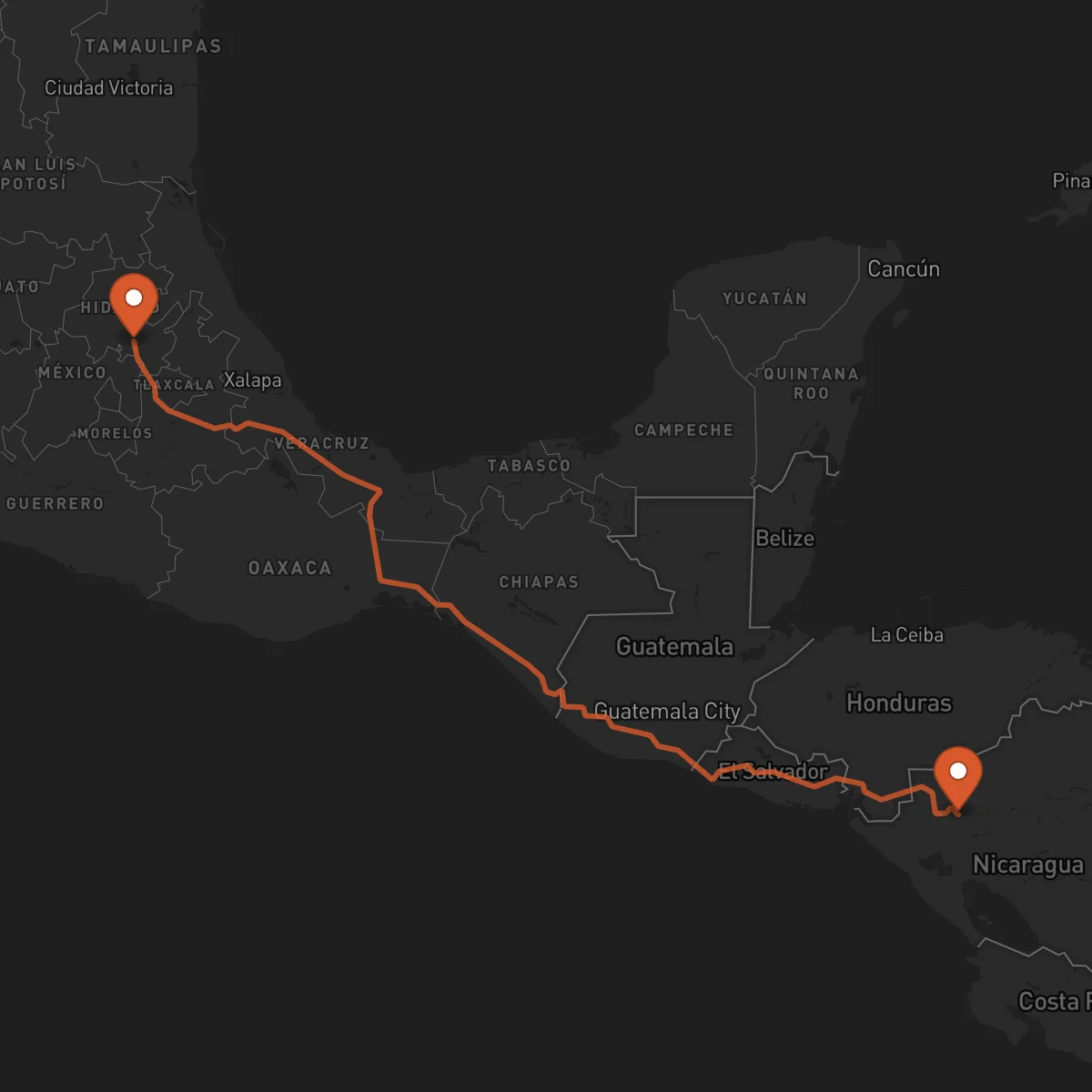 Ruta Pachuca de Soto - Jinotega