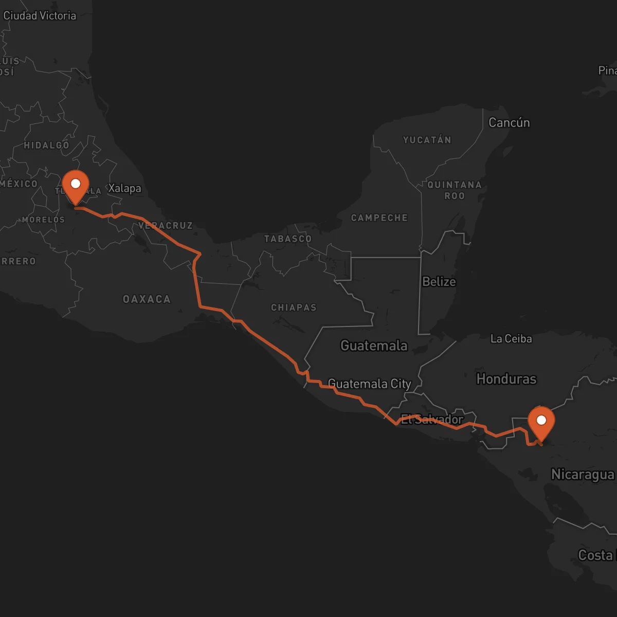 Ruta Jinotega - Puebla de Zaragoza
